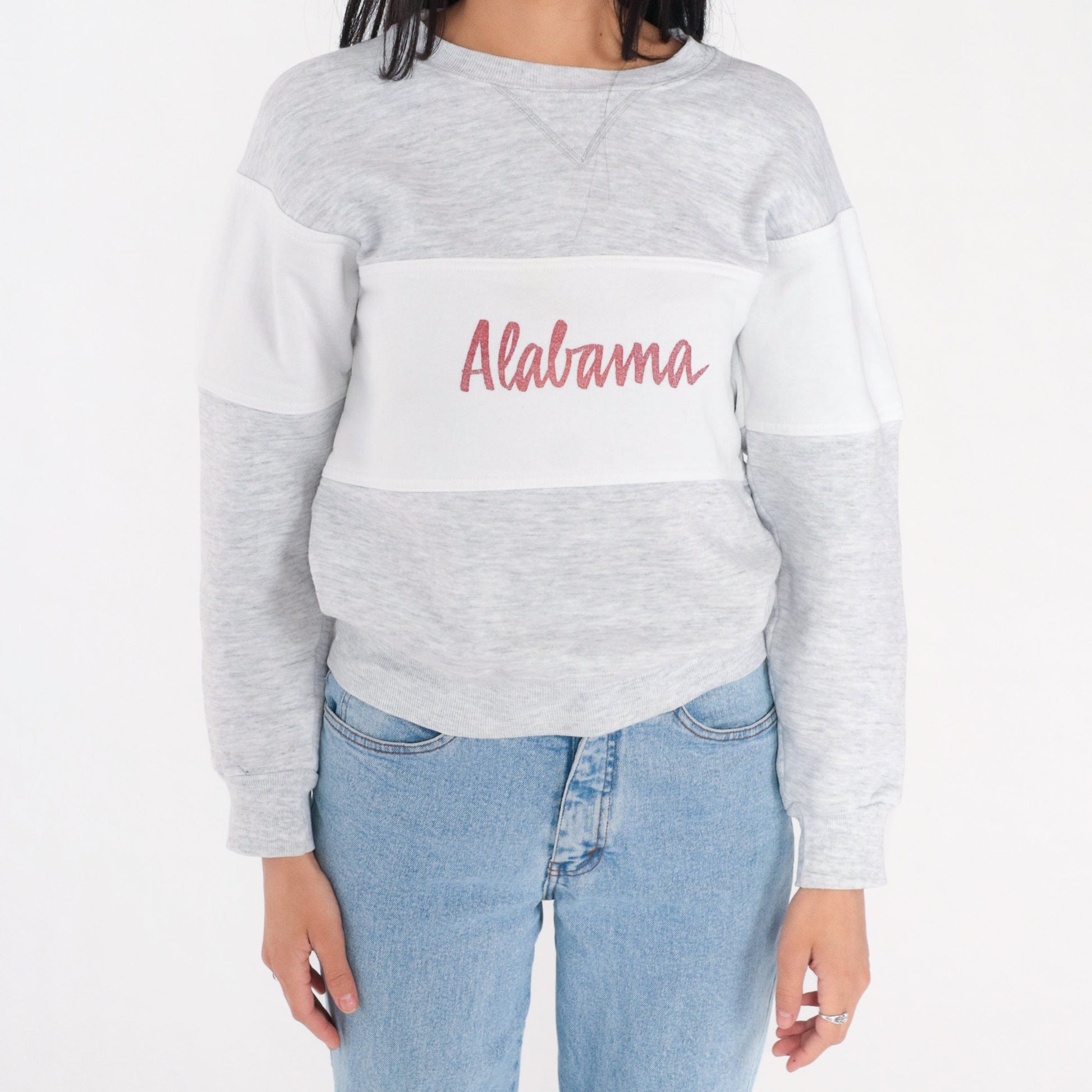 90s Alabama Crimson Tide Russell Athletic Sweatshirt Grey White Stripe Small