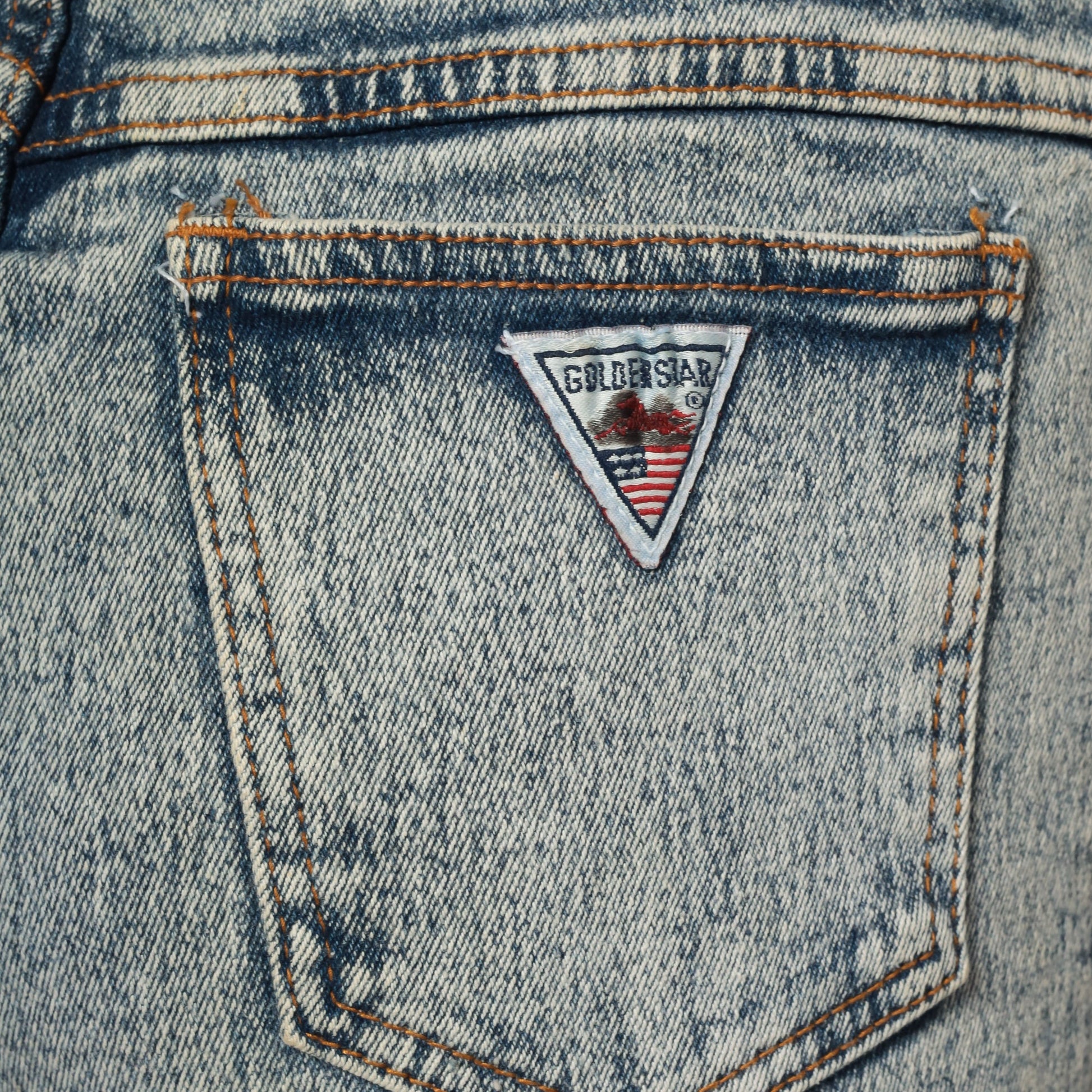 80s Acid Wash Beaded High-Waist Skinny Jeans Blue Denim Small