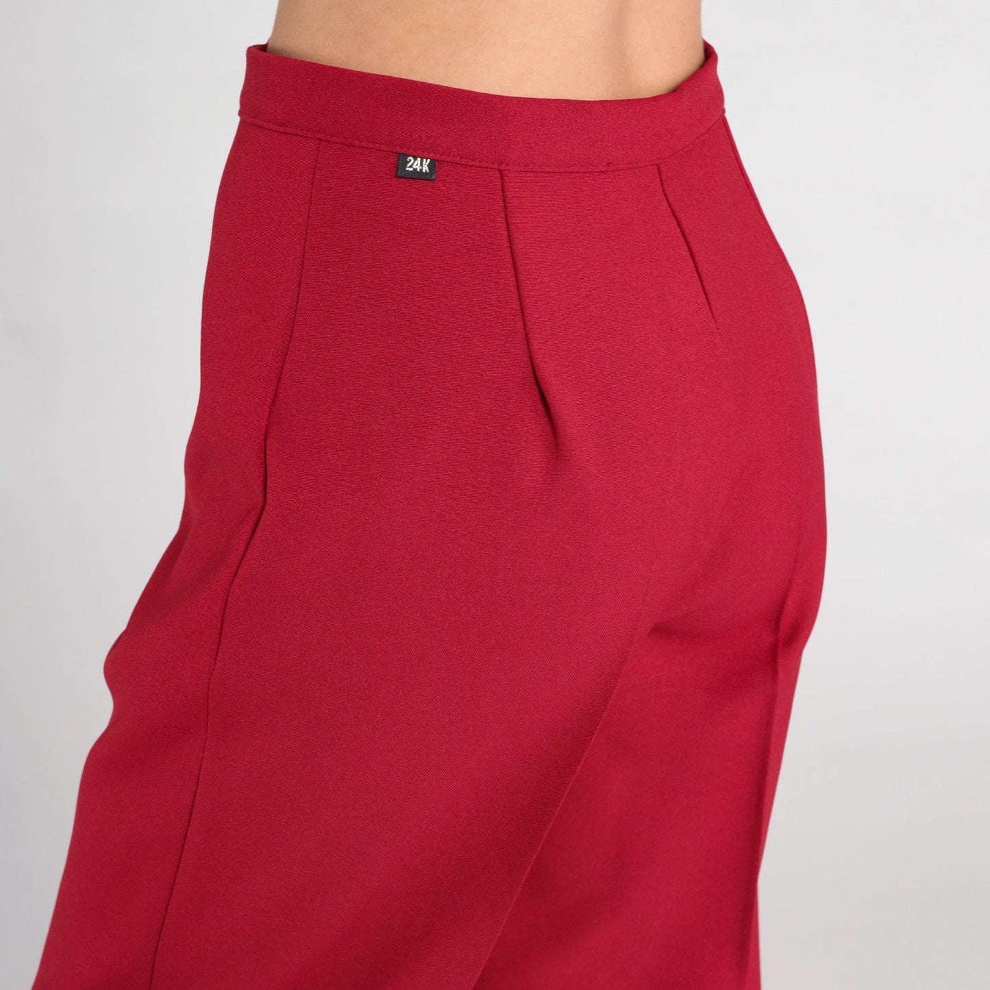 70s Red High-Waisted Tapered Trousers Small