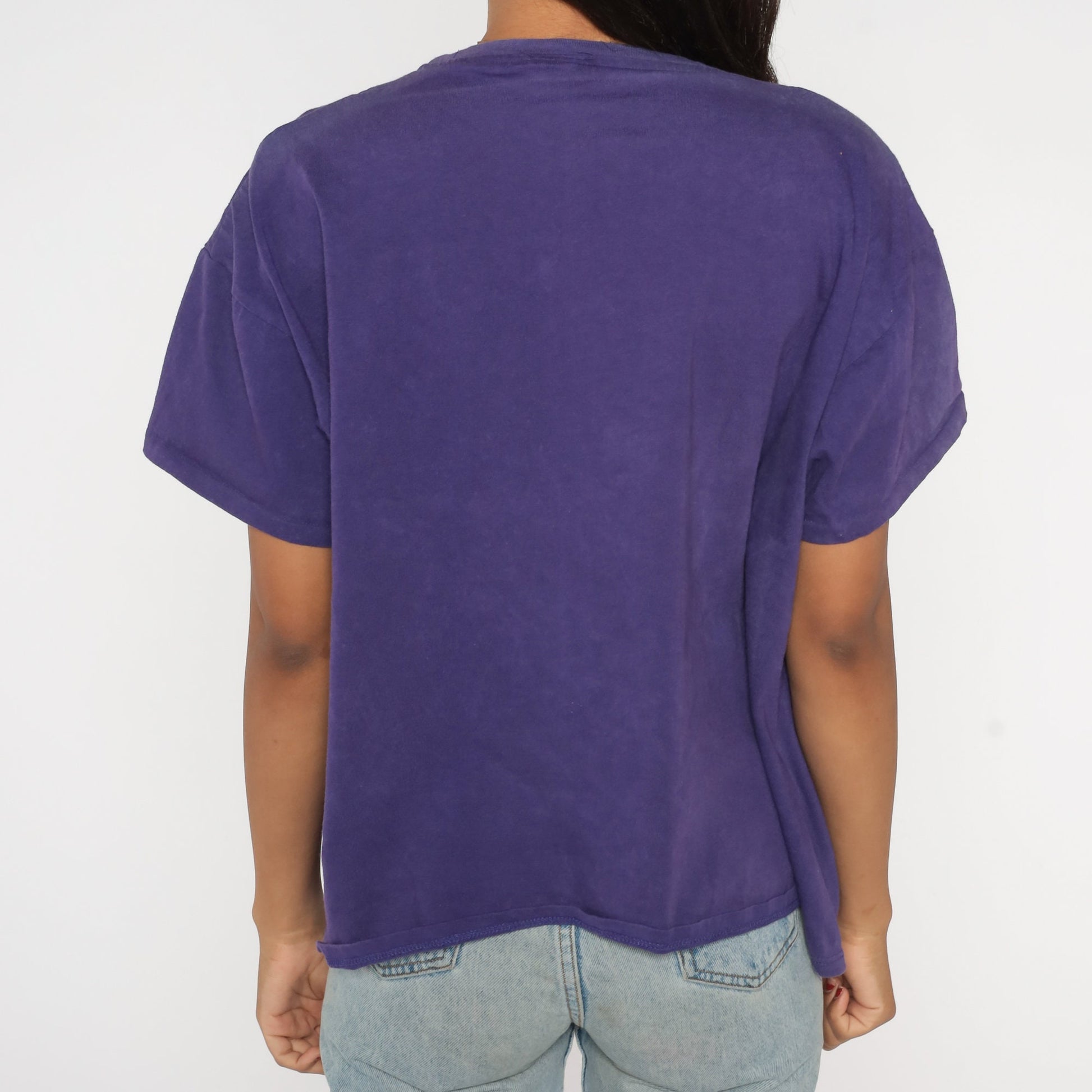 90s Cactus Saguaro Painted T-Shirt Purple Southwest Graphic Cotton Tee
