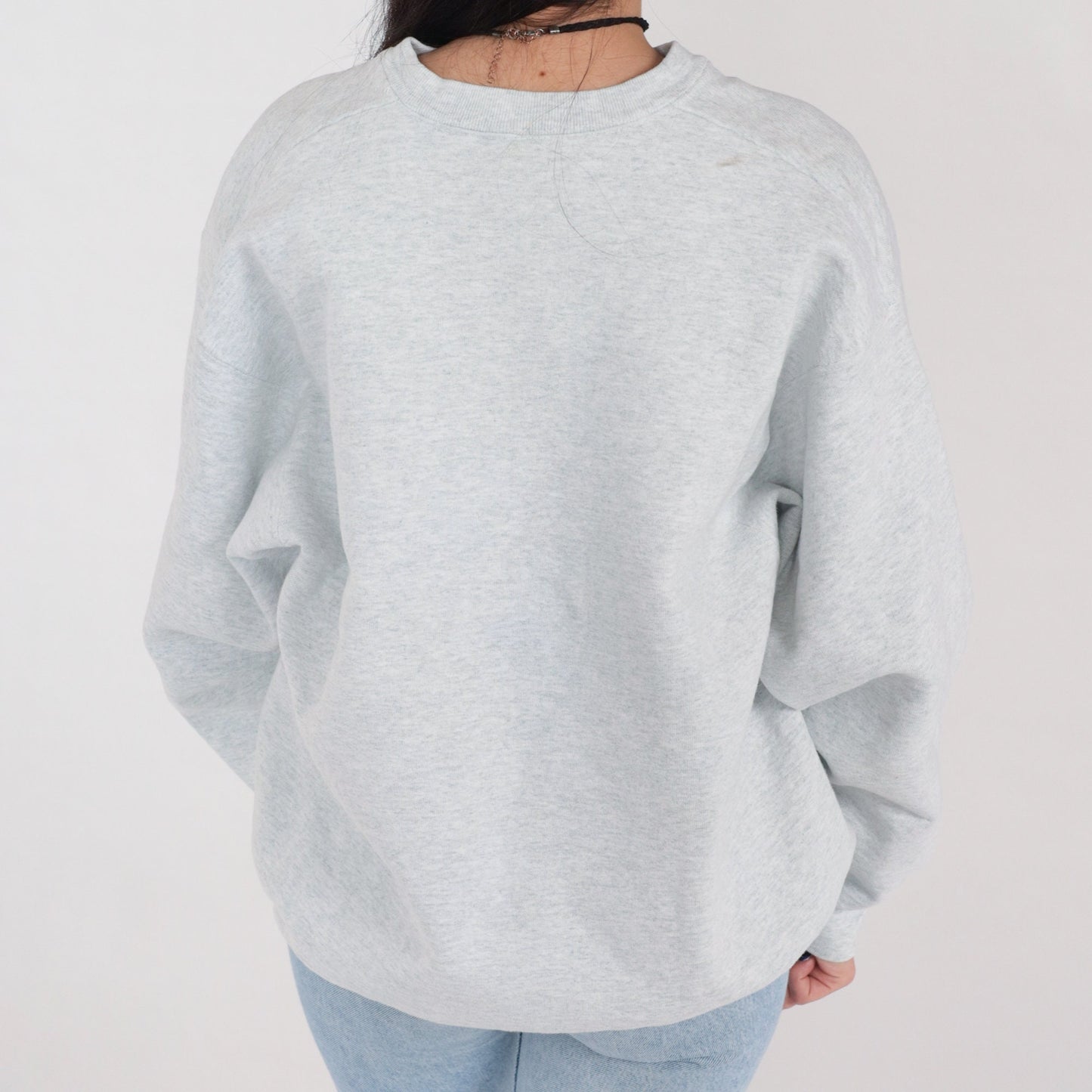 90s Voyageur Embroidered Sweatshirt Heather Grey Crewneck Pullover Large L
