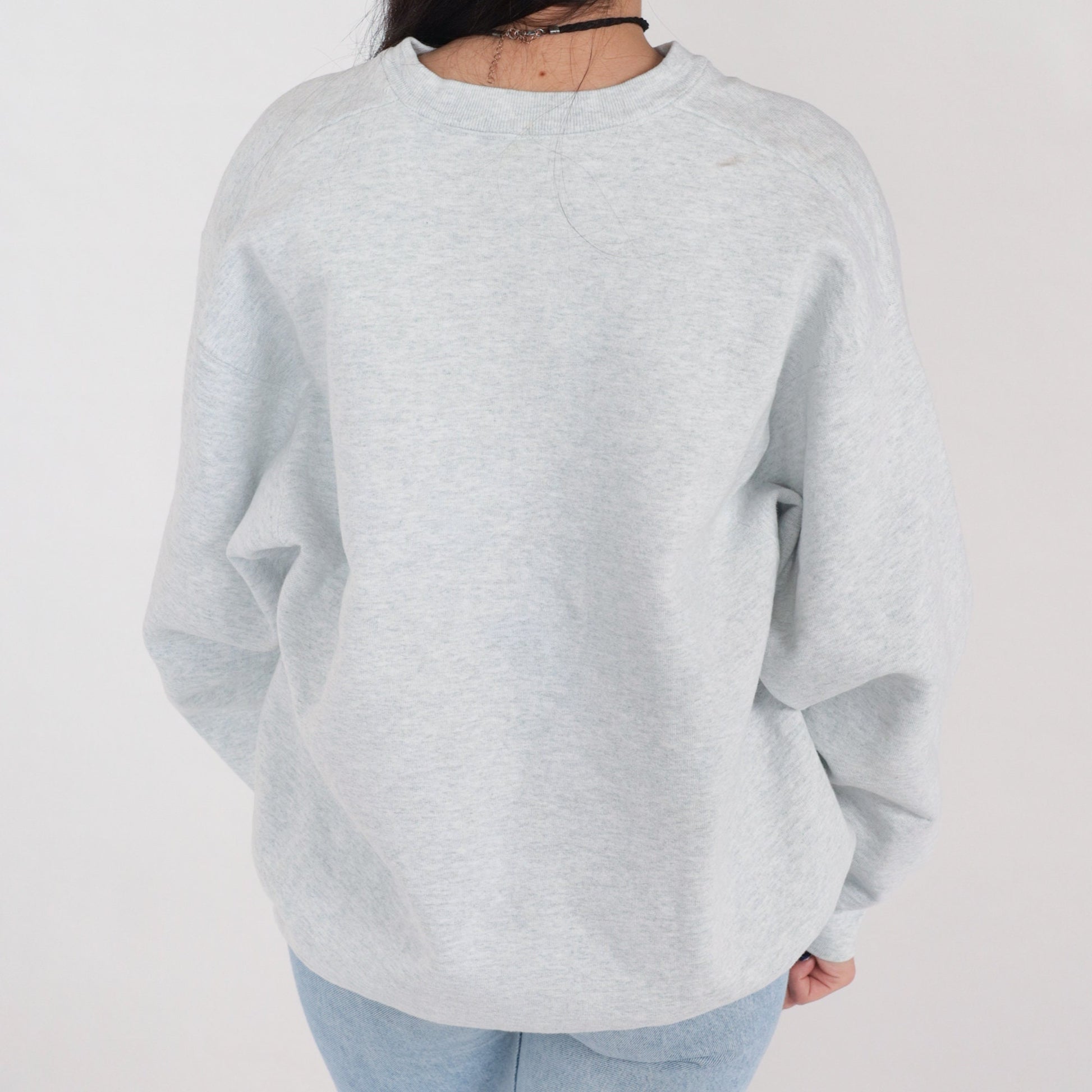 90s Voyageur Embroidered Sweatshirt Heather Grey Crewneck Pullover Large L