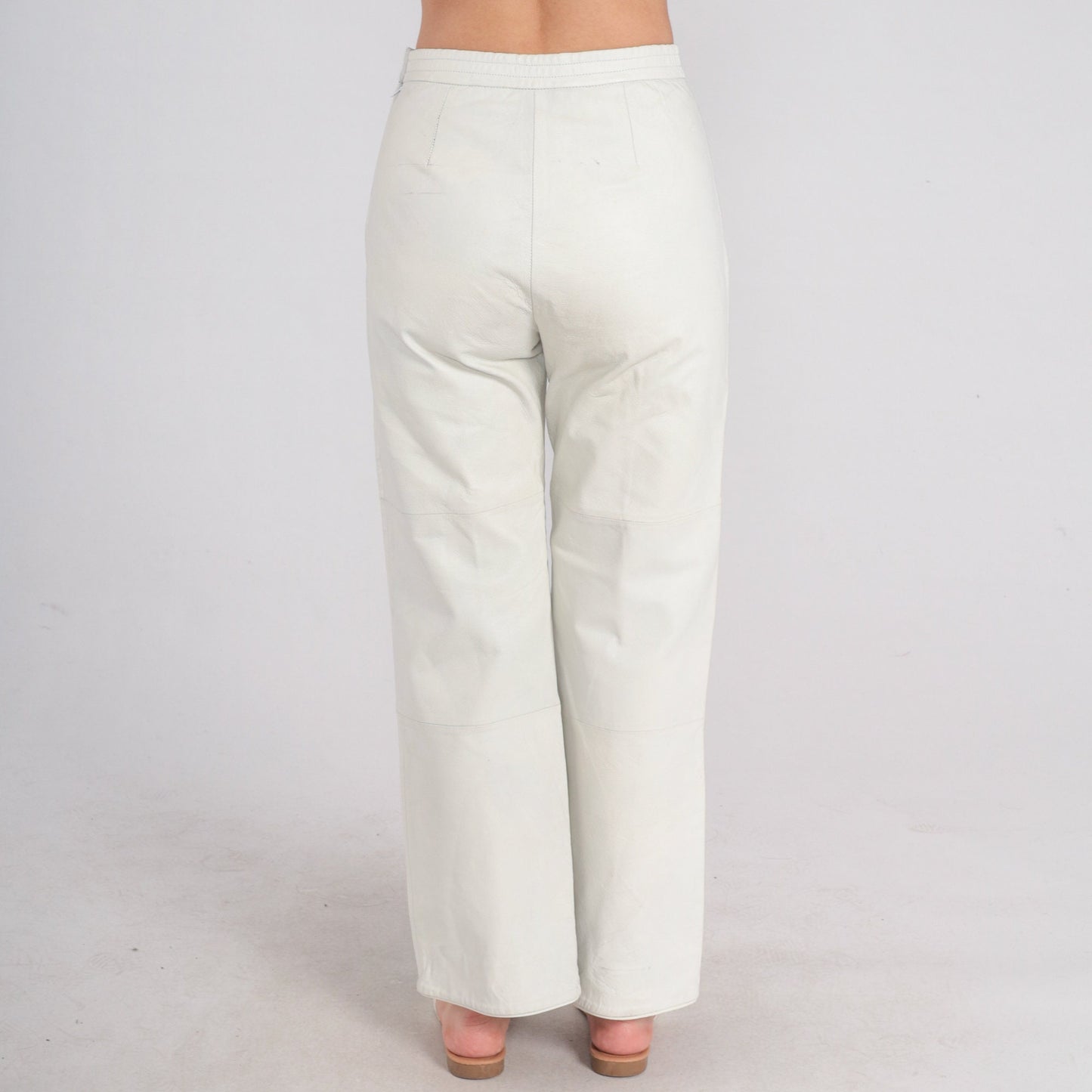 00s Newport News White Leather High-Rise Straight Pants Small