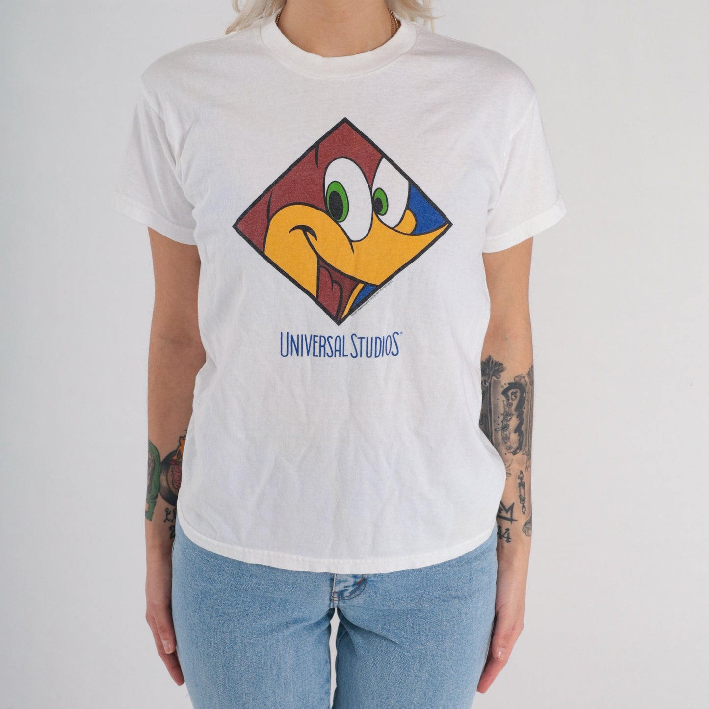 90s Woody Woodpecker Universal Studios Graphic T-Shirt White Extra Small XS