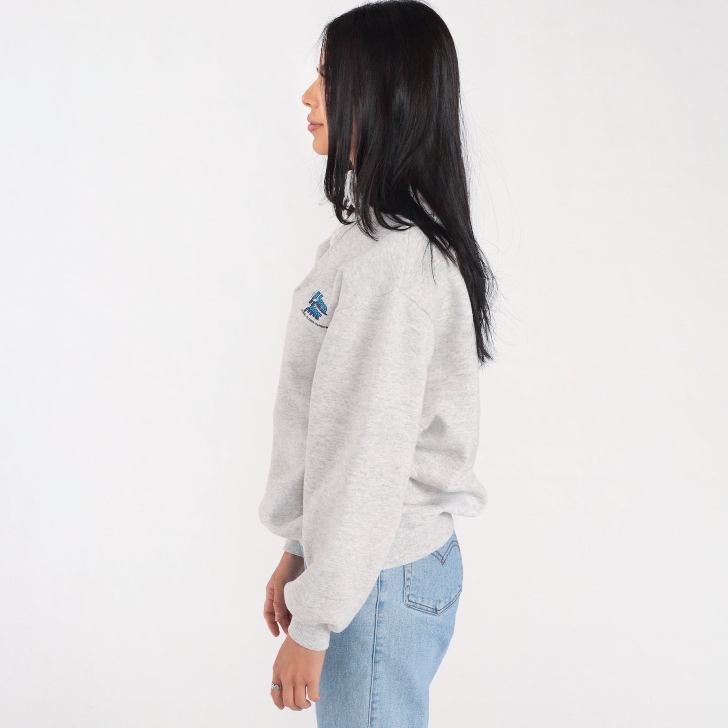 90s Harbor Mart Channel Islands Quarter Zip Sweatshirt Heather Grey Large L
