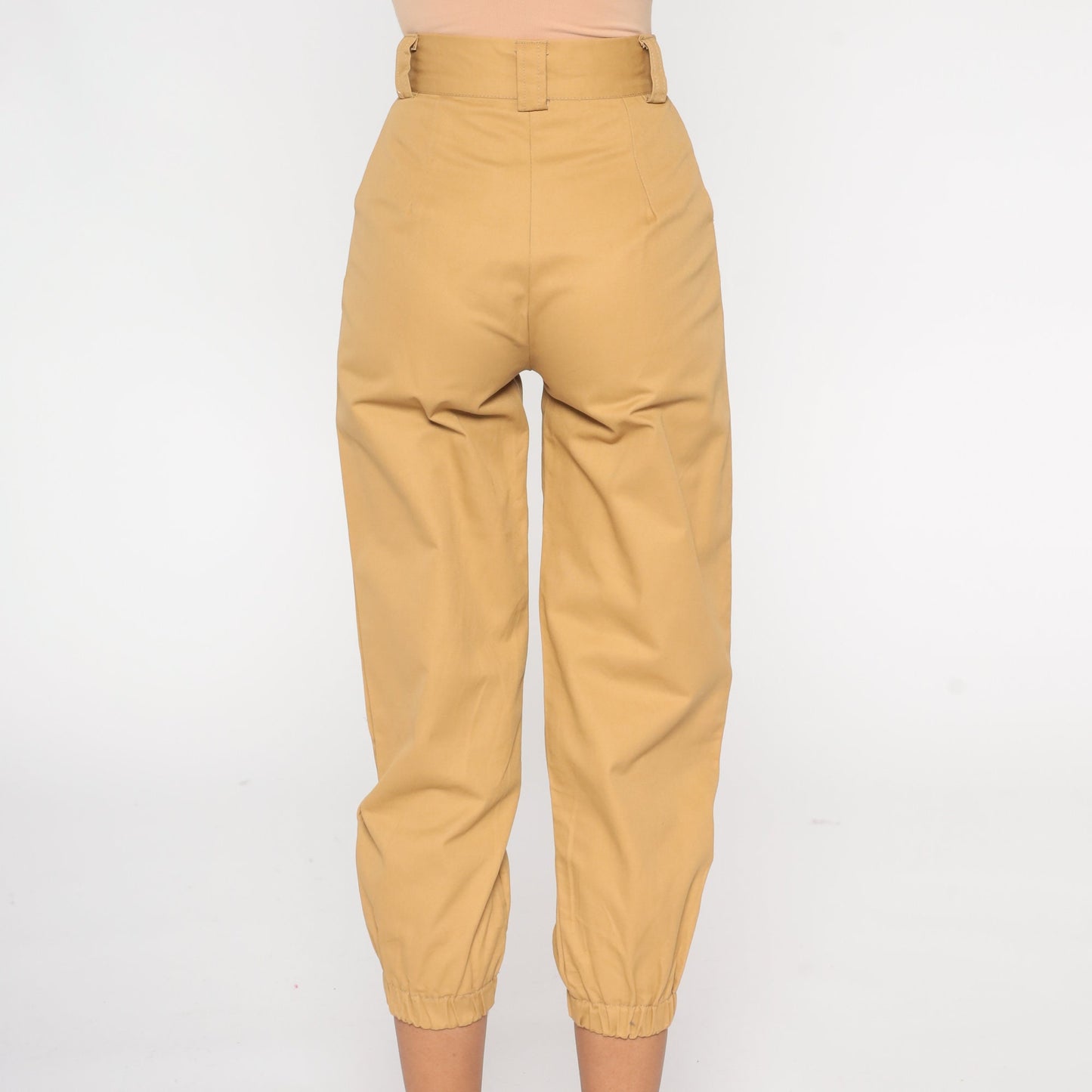 90s Tan Cropped Pants High Waisted Straight Leg Cotton Extra Small XS