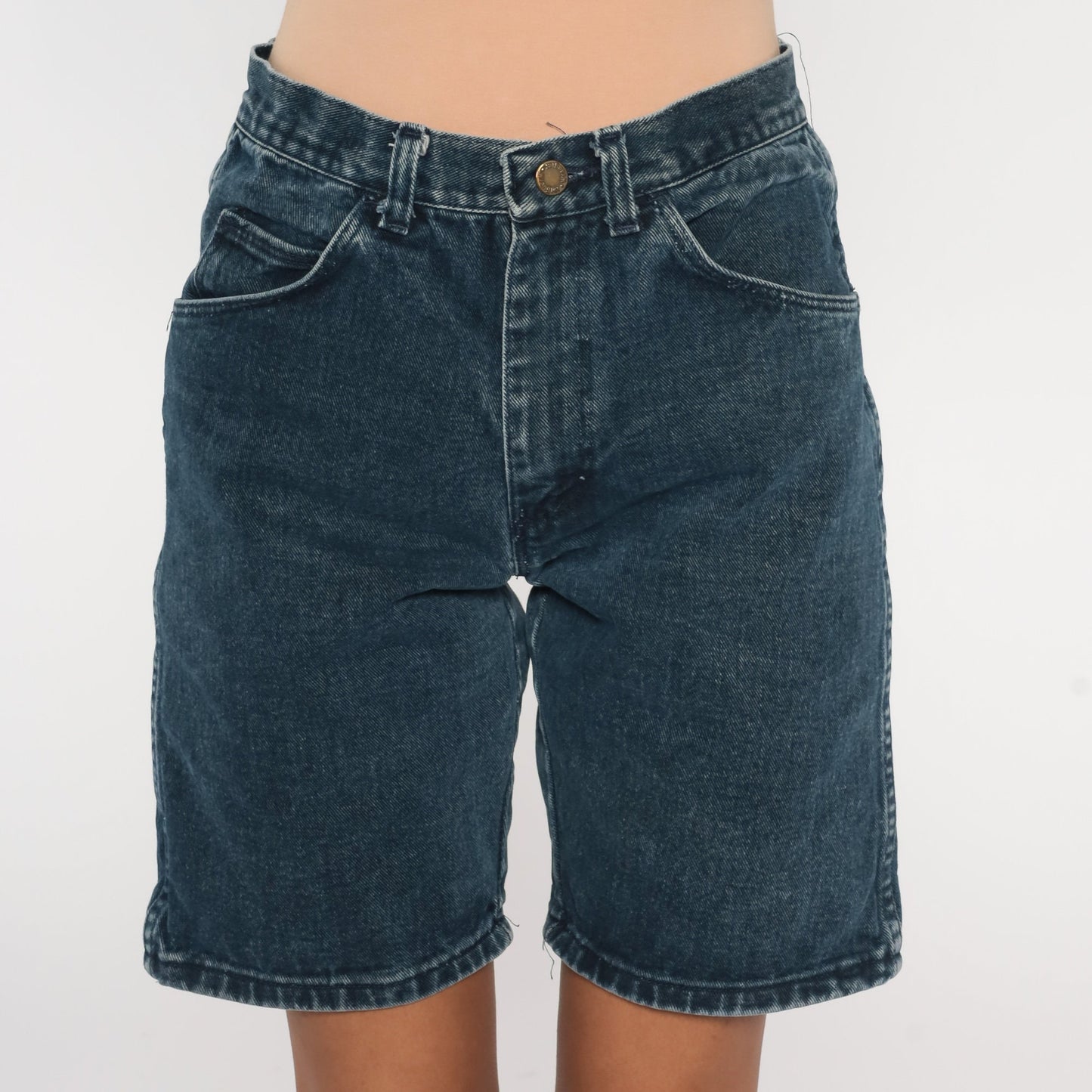 90s Wrangler Dark Blue Denim Shorts High Waist Jean Shorts Medium 29