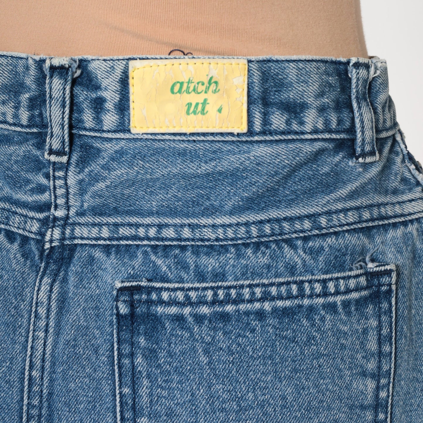 90s Blue Denim Mini Skirt High Waist Pencil Cut Small