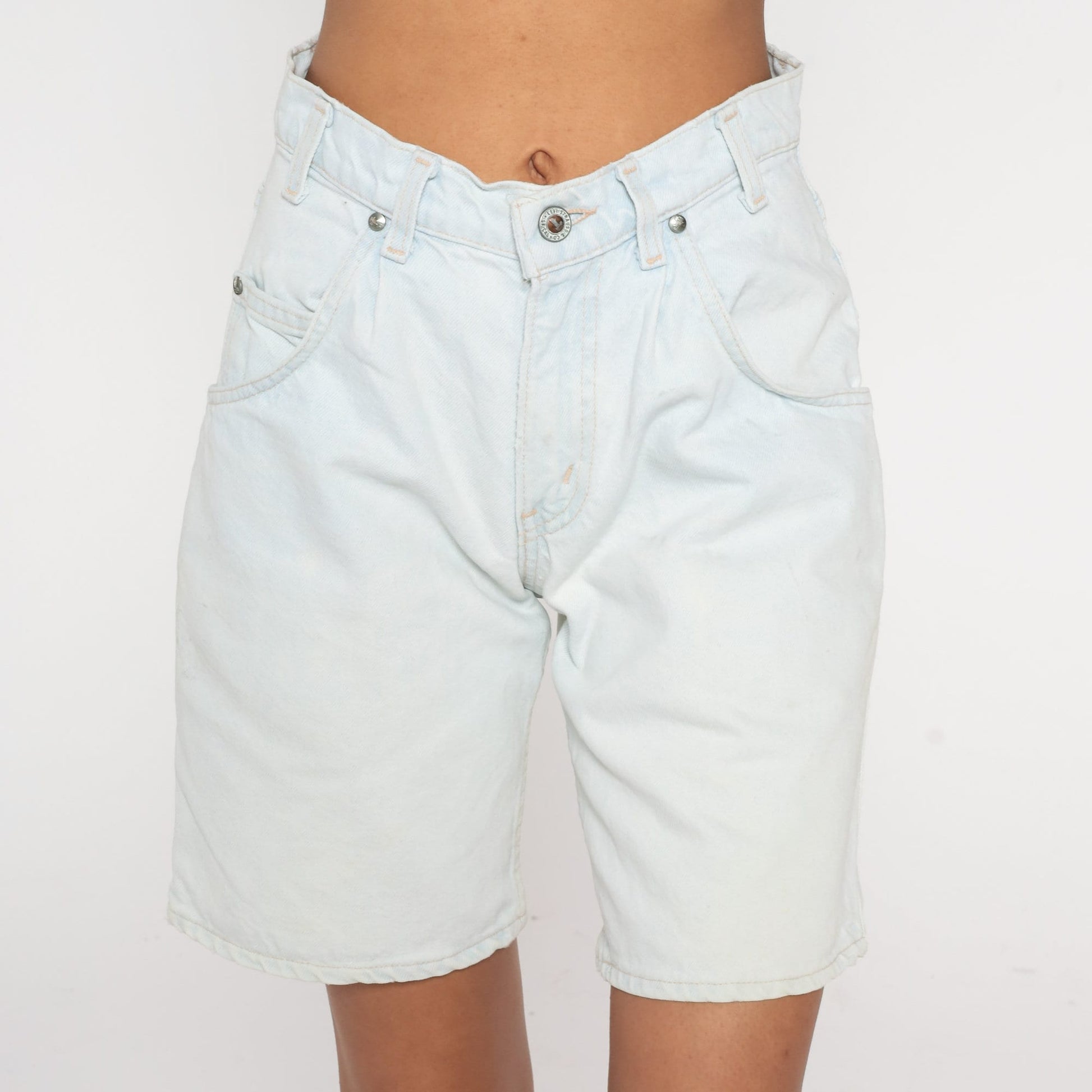 90s Levi's Silvertab Light Blue Denim Shorts High Rise Small