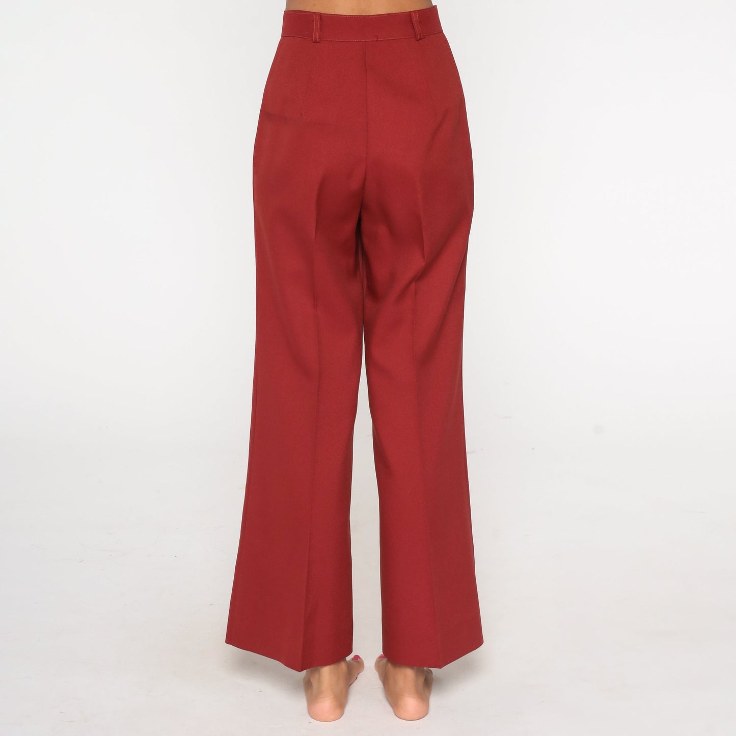 70s Red High-Waisted Bell Bottom Pants Small