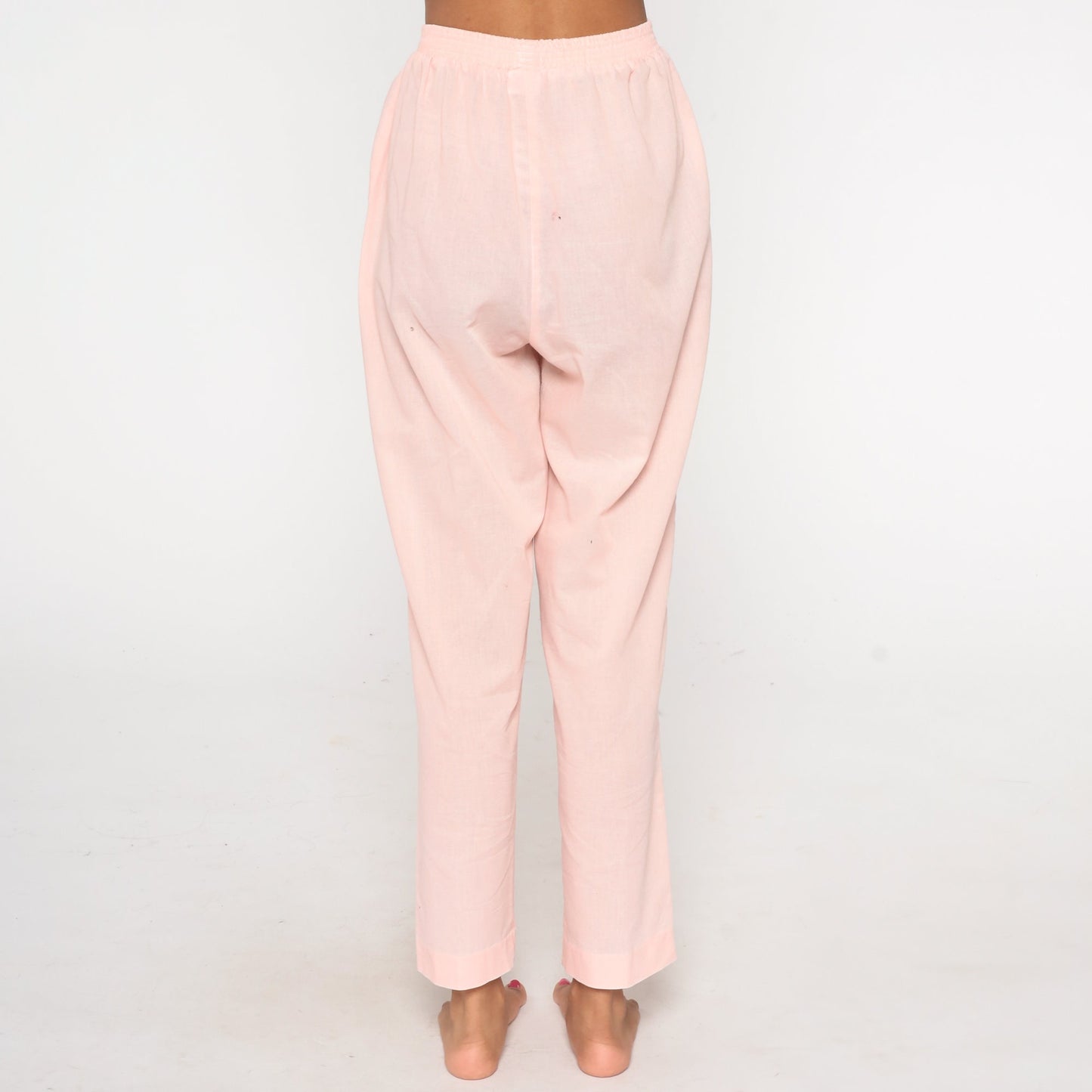 80s Baby Pink Tapered High-Waist Trousers Cotton Blend Small Medium