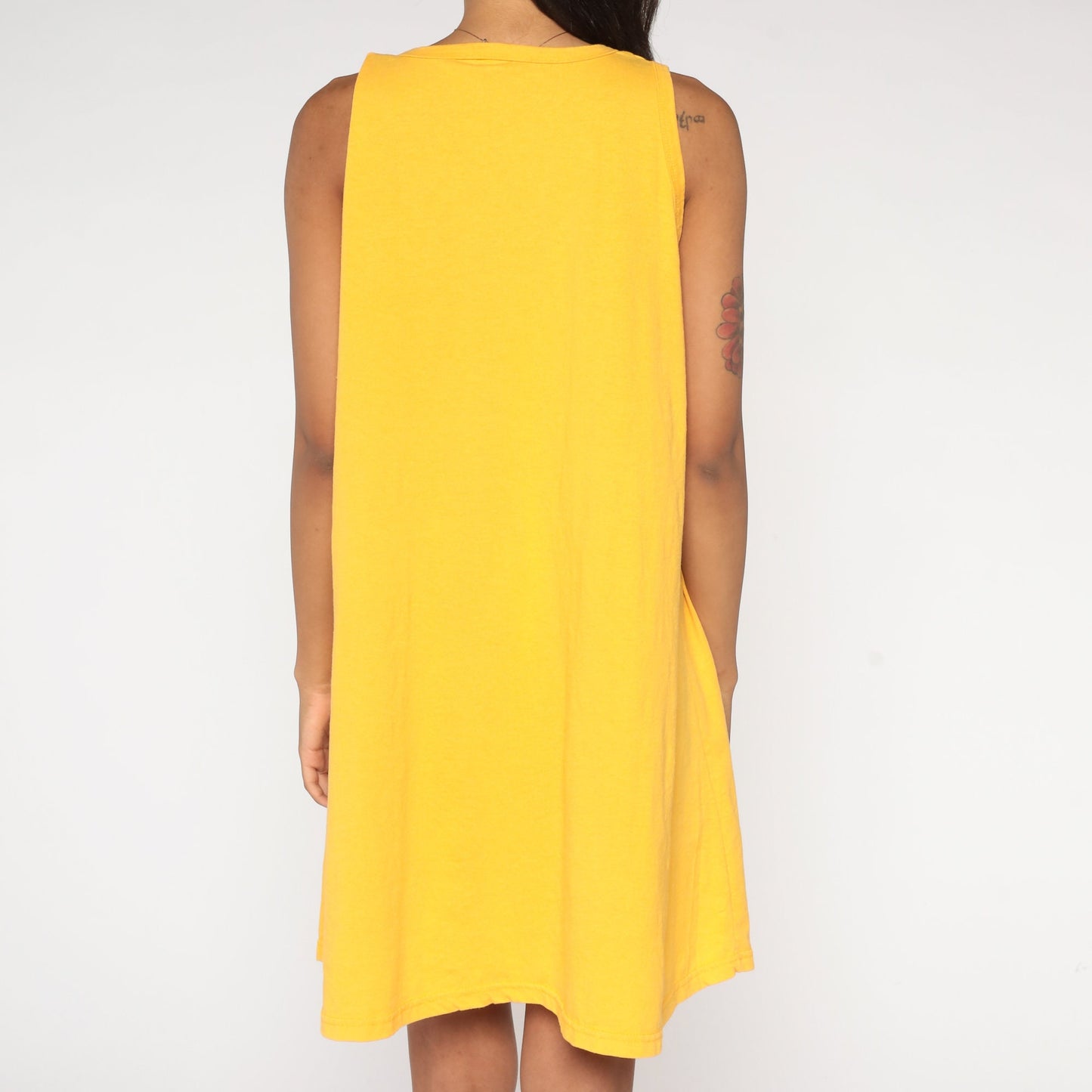 90s Mazatlan Dolphin Tank Dress Yellow Shift Mini Coverup Medium Large