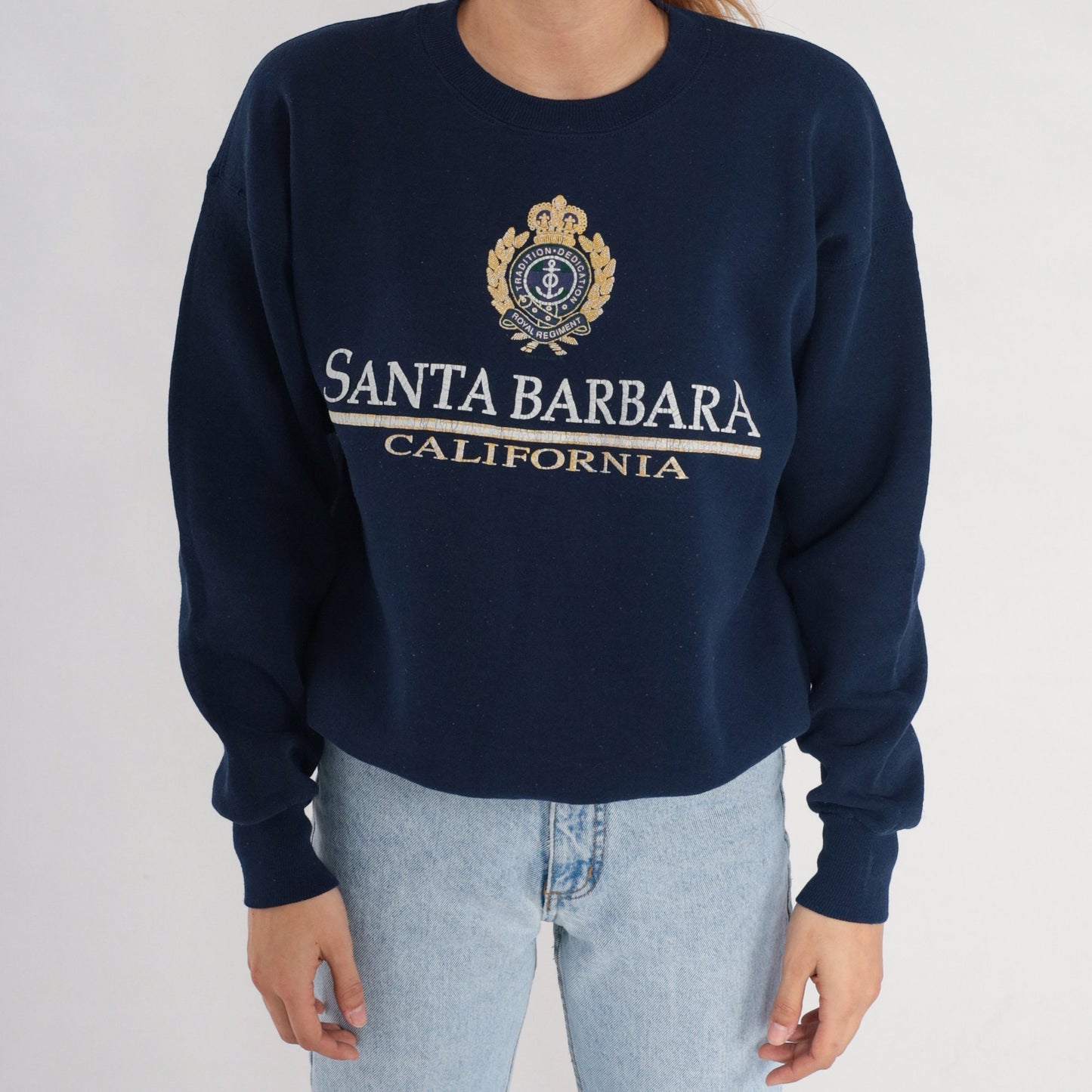 90s Santa Barbara Royal Regiment California Sweatshirt White Graphic Medium