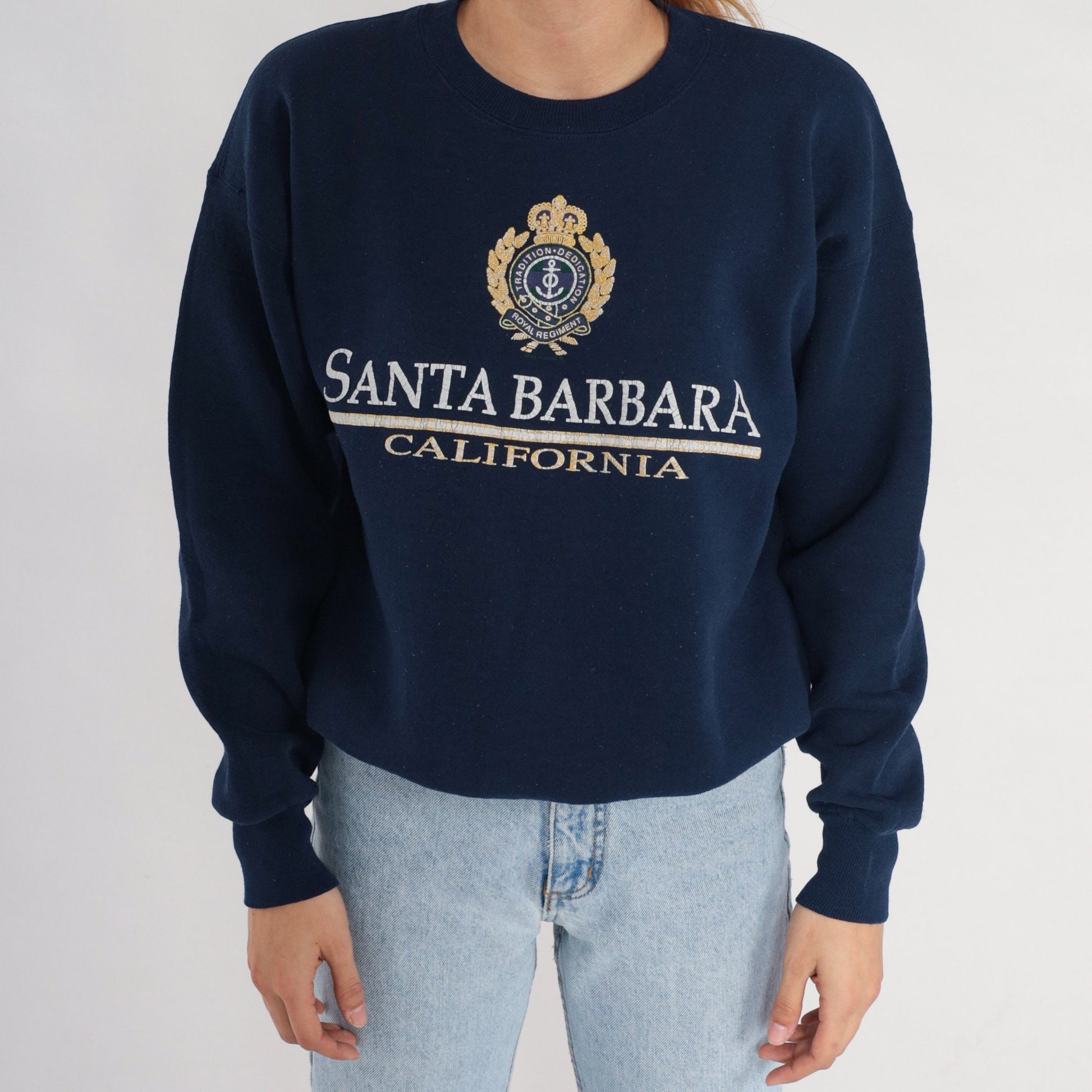 90s Santa Barbara Royal Regiment California Sweatshirt White Graphic Medium