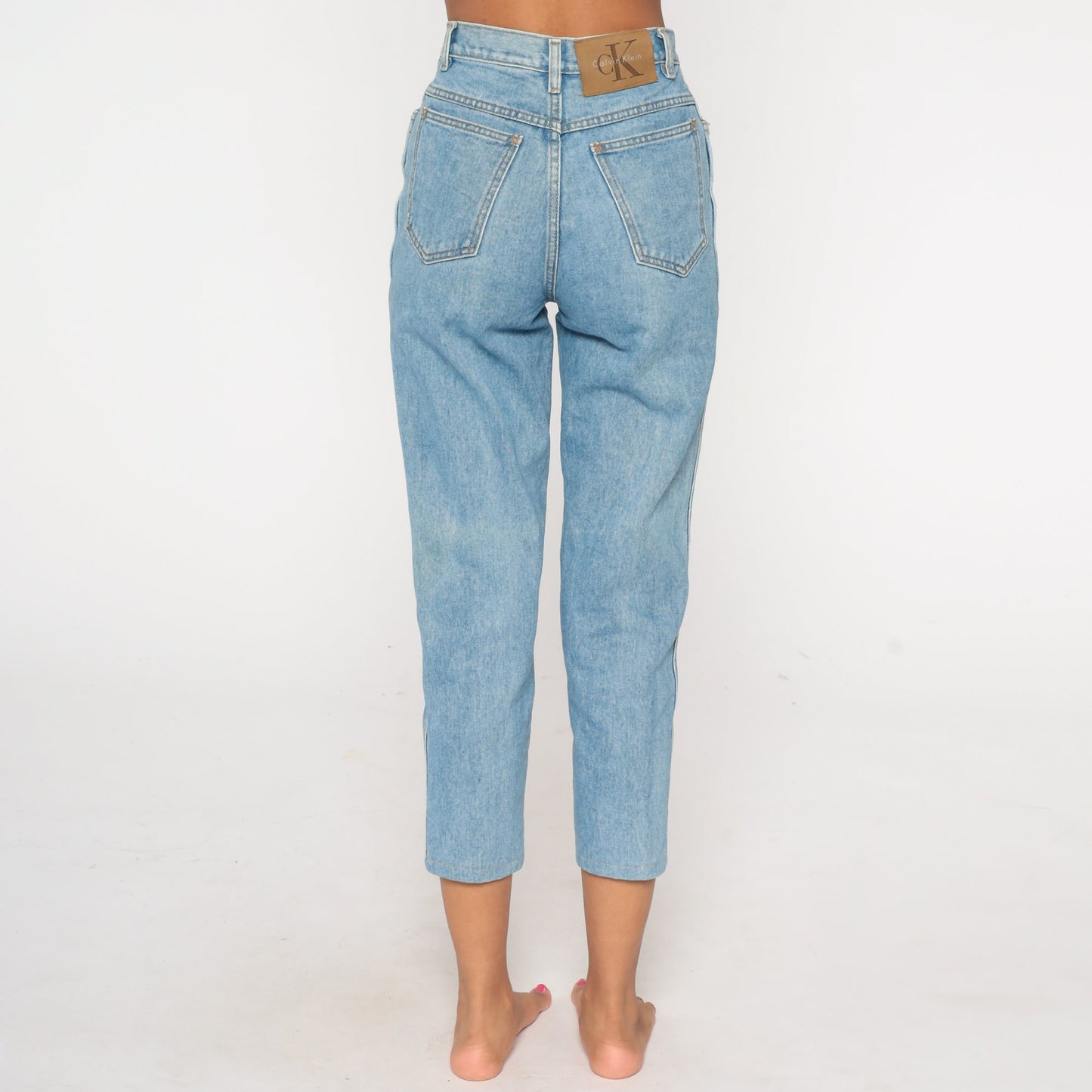 Calvin Klein 90s Mom Jeans Blue Denim High Waist Tapered Small 26