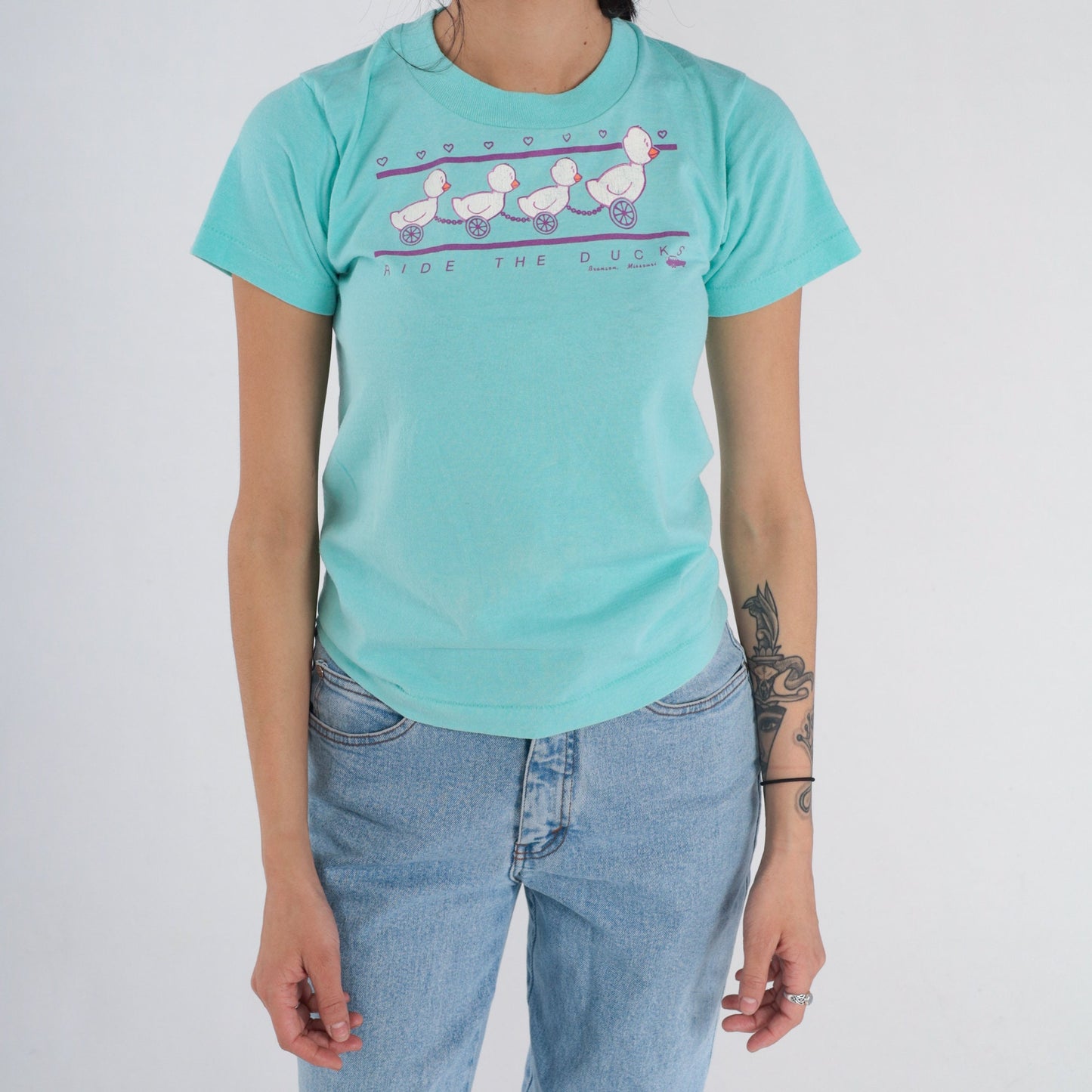 90s Ride The Ducks Branson Missouri Graphic Tee Blue Single Stitch XS