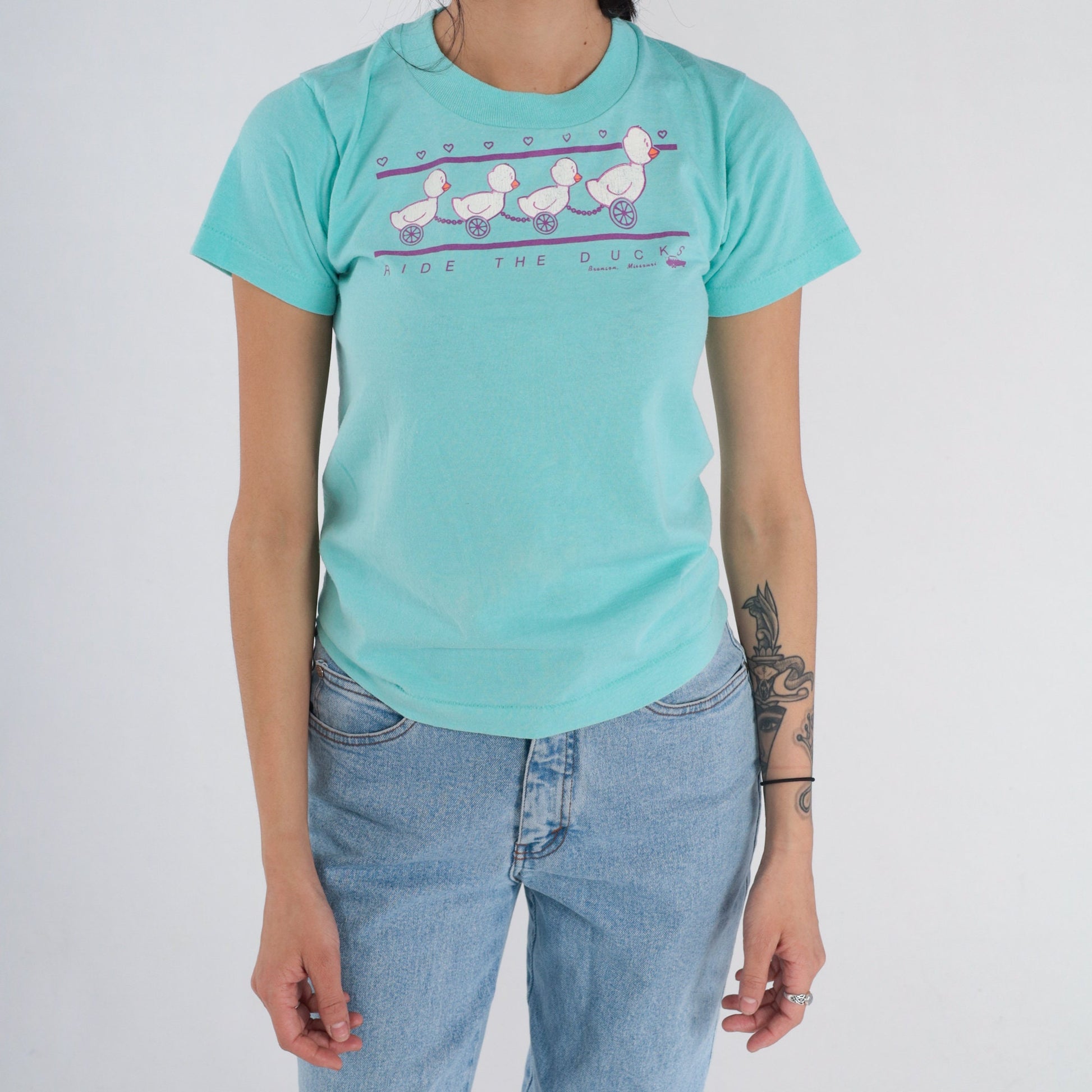 90s Ride The Ducks Branson Missouri Graphic Tee Blue Single Stitch XS