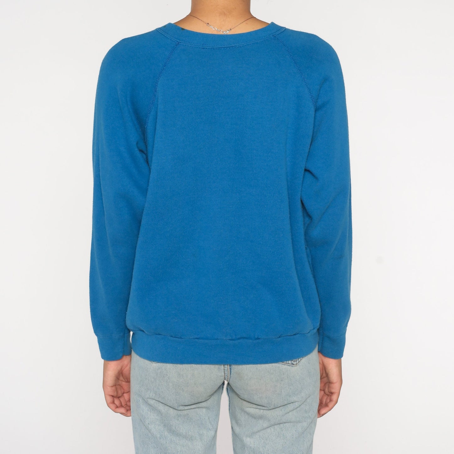 80s Tultex Blue Crewneck Sweatshirt Raglan Sleeve Vintage Large L