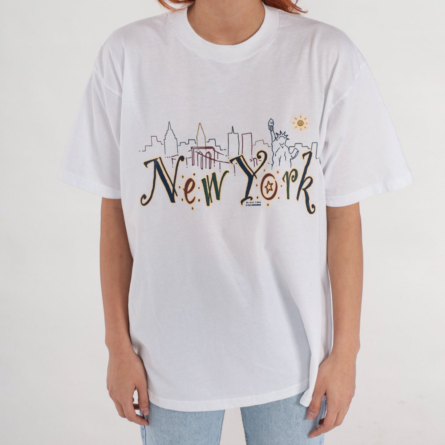 90s New York City Graphic T-Shirt Statue of Liberty Vintage Tee Large L