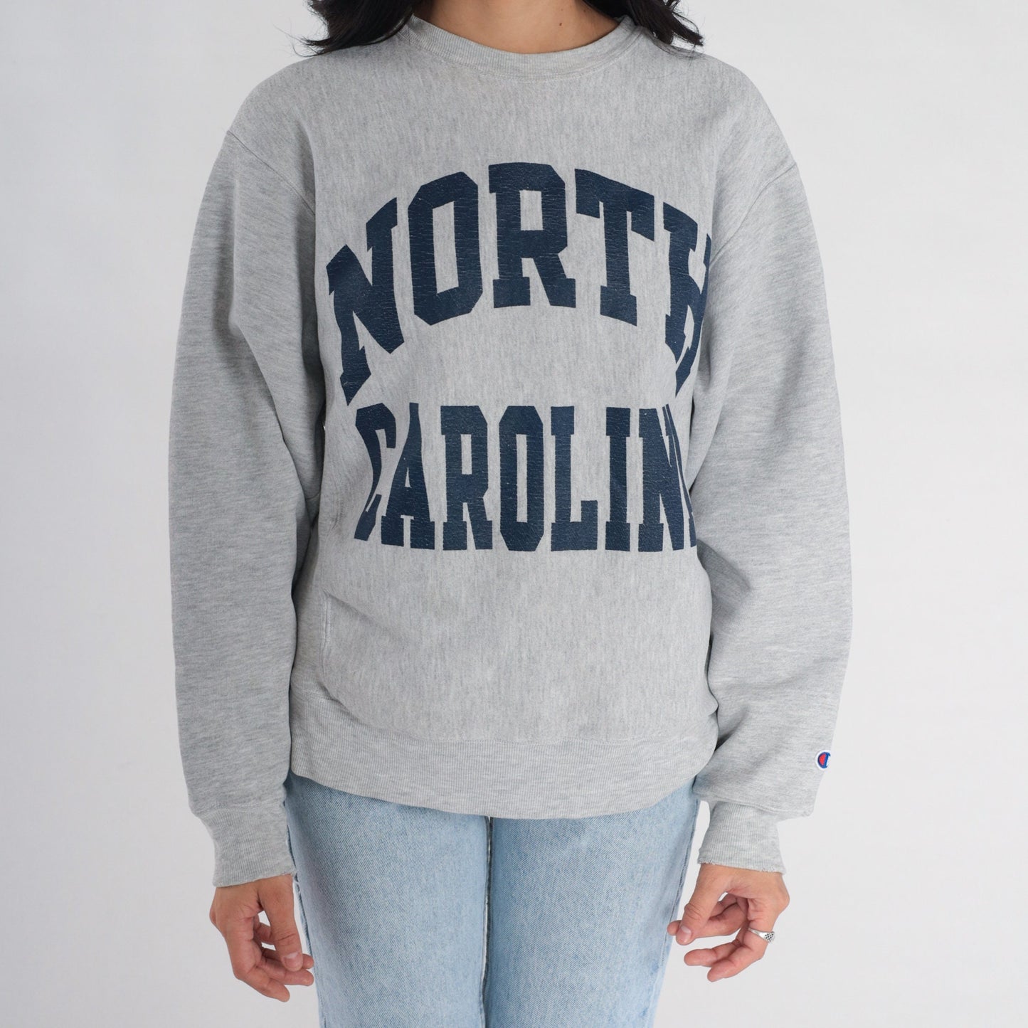 00s Champion North Carolina Crewneck Sweatshirt Grey Graphic Small S