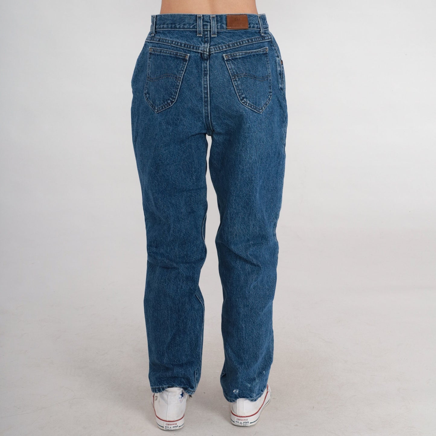 90s Lee High Waist Mom Jeans Dark Wash Straight Leg Denim Large