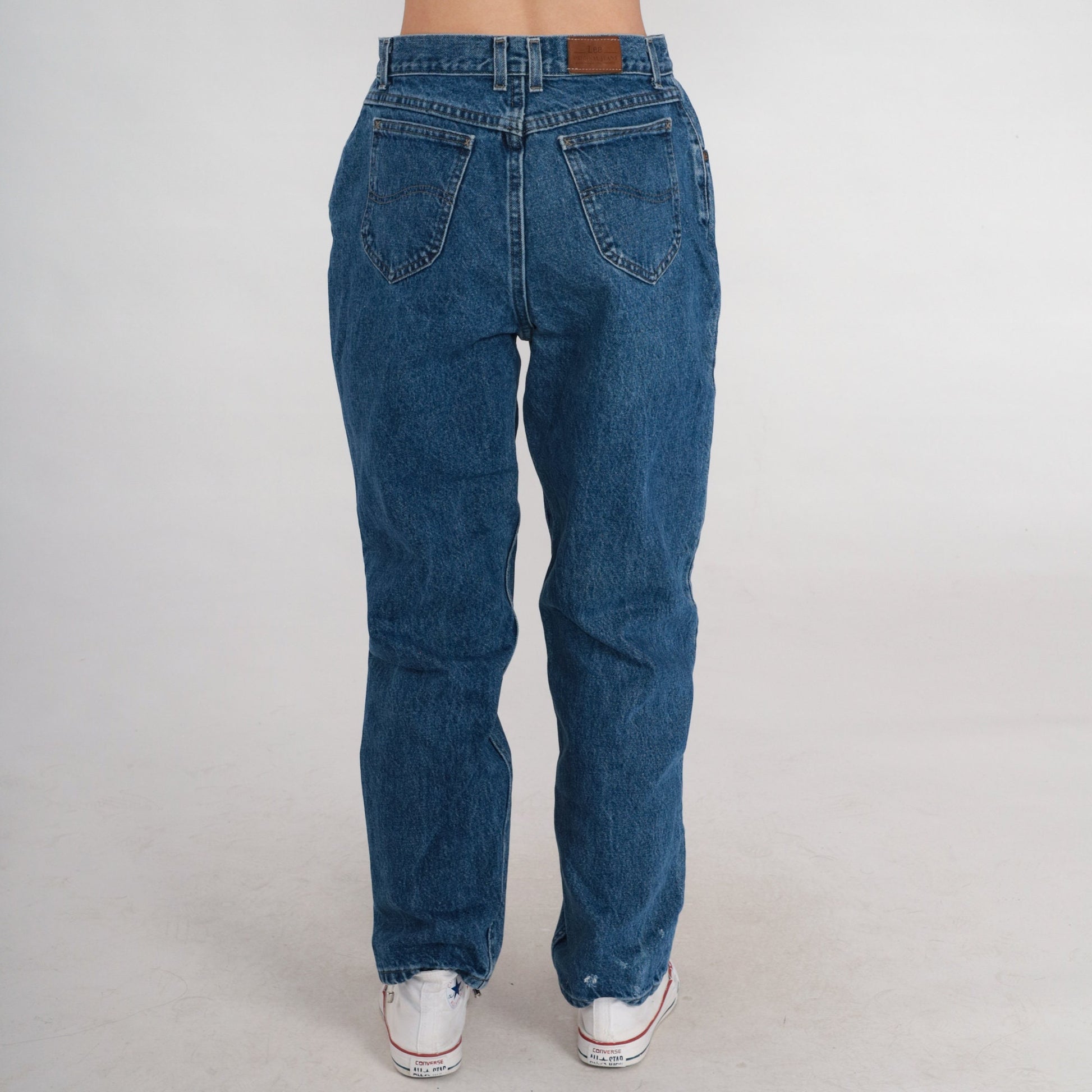 90s Lee High Waist Mom Jeans Dark Wash Straight Leg Denim Large