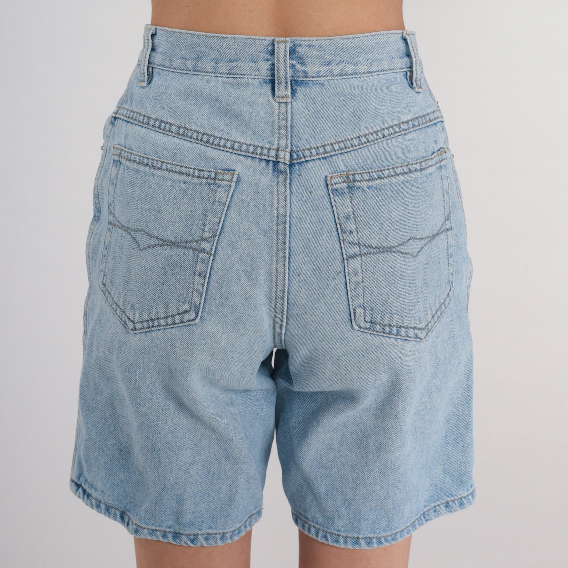 90s Bugle Boy High-Waisted Denim Shorts Blue Small