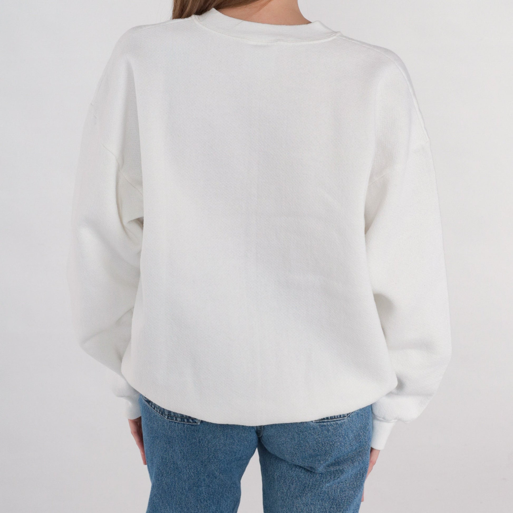 90s California Poppy Graphic Sweatshirt White Crewneck Pullover Large