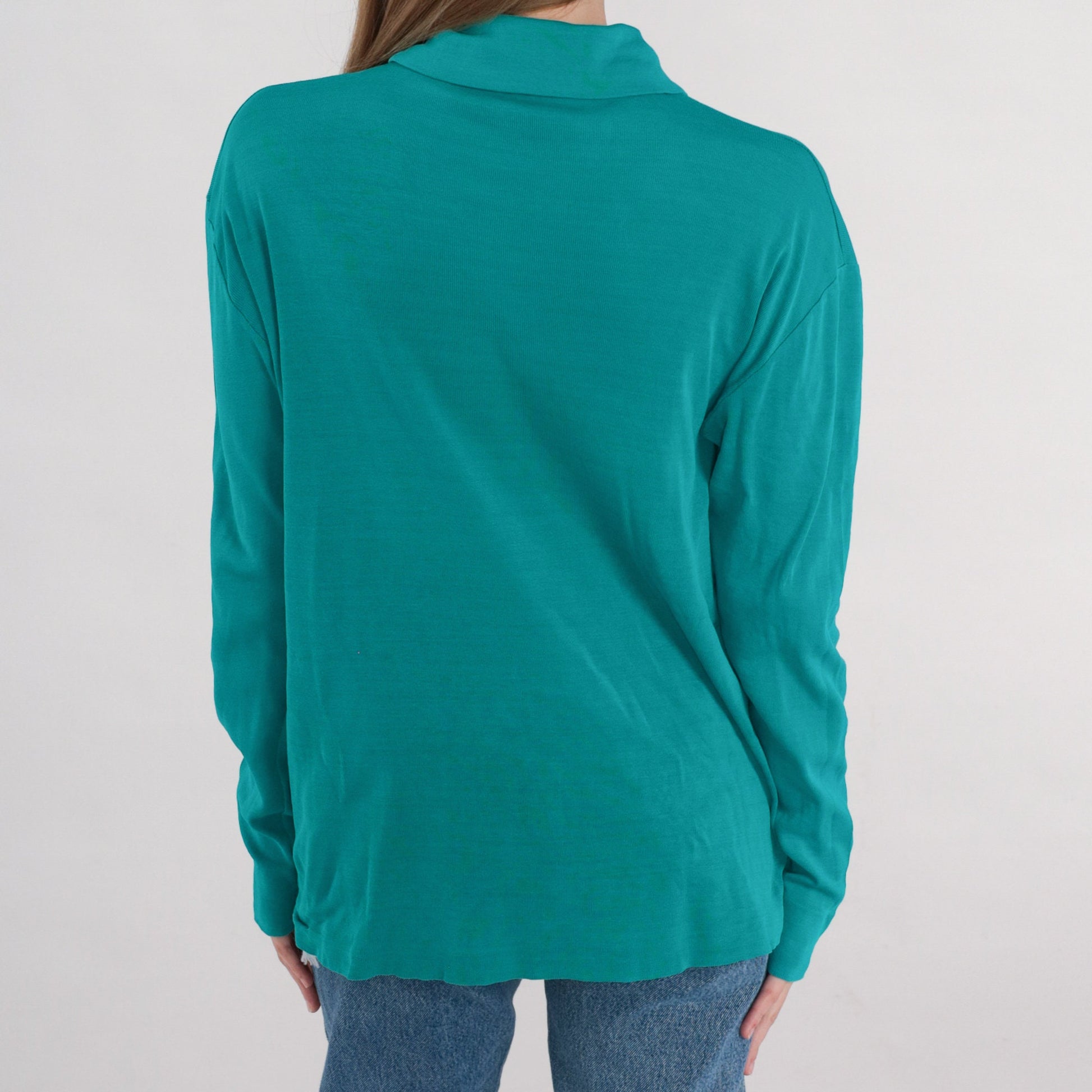 Y2K Fila Teal Knit Polo Quarter Zip Long Sleeve Collared Sweater Extra Large XL