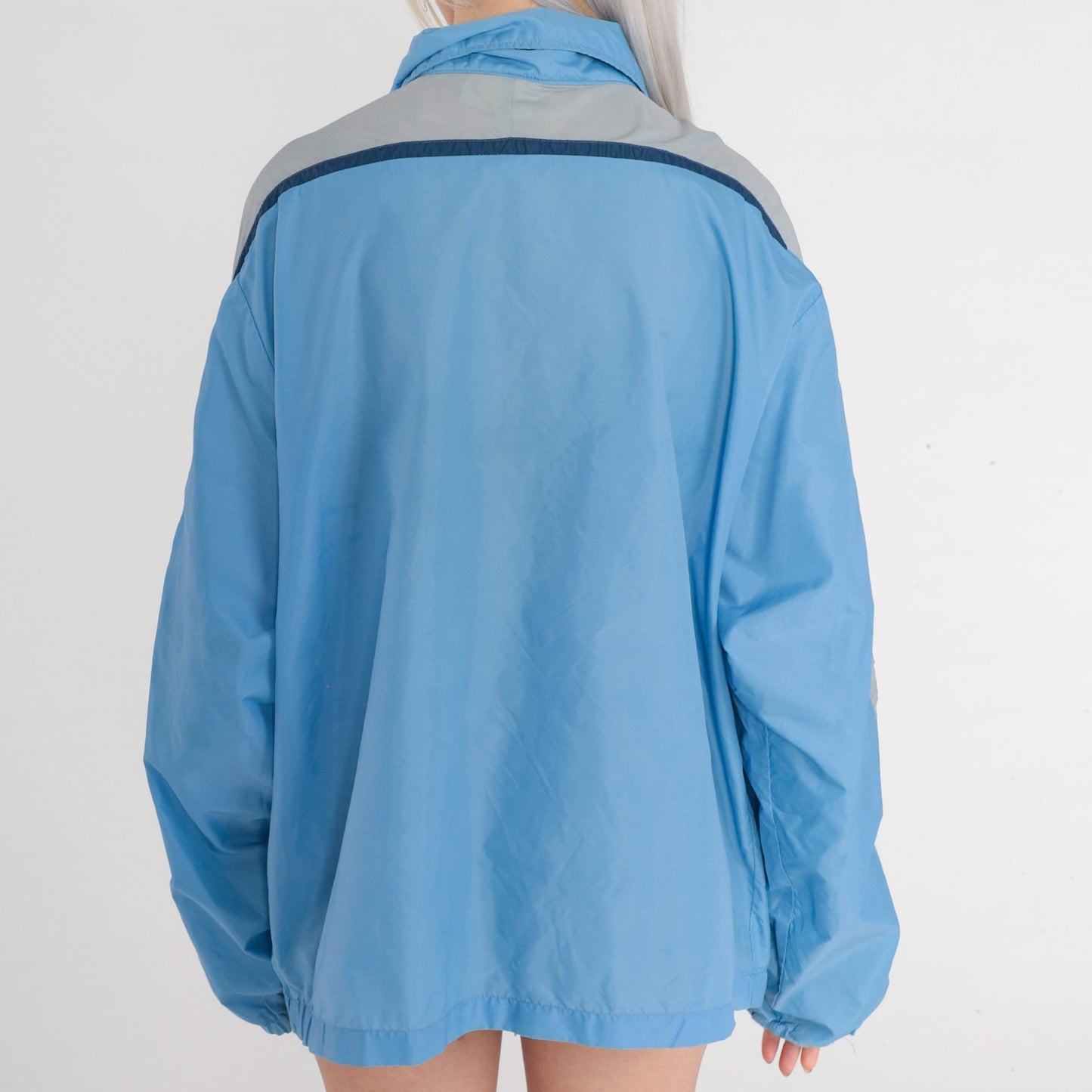 80s Nike Windbreaker Blue Quarter Zip Nylon Jacket Extra Large XL