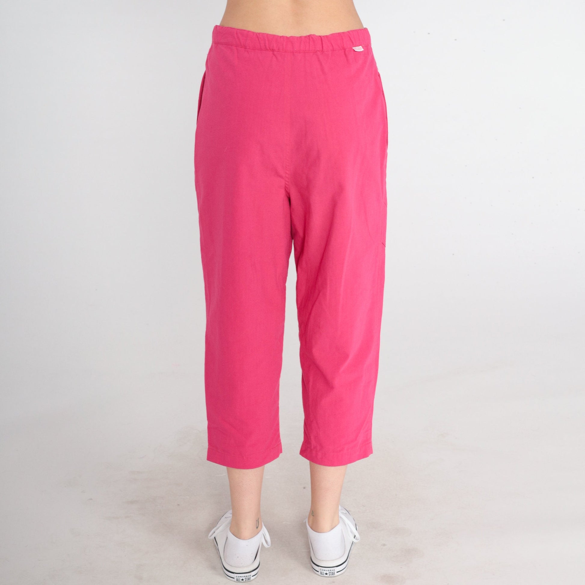 90s Gitano Pink Pleated Cropped Trousers High Rise Cotton Small