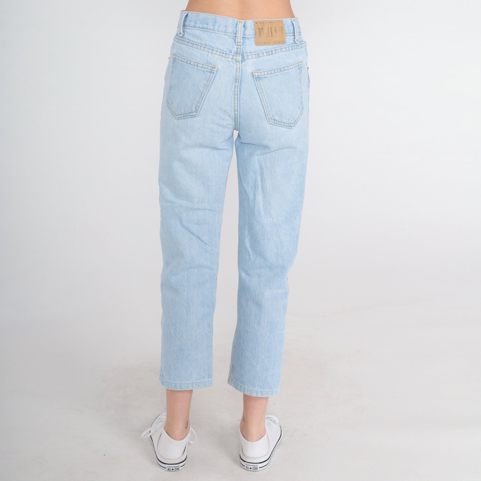 90s Light Wash Straight Leg Jeans Ankle Crop Mid Rise Denim Extra Small