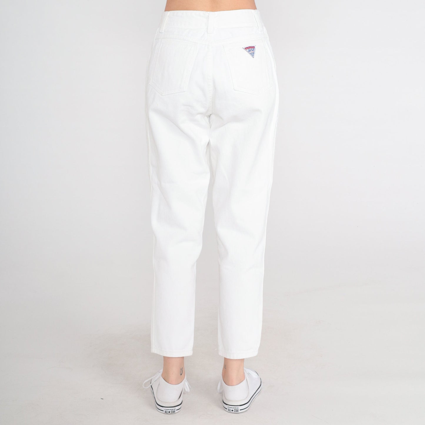 90s White Tapered Mom Jeans High Rise Cotton Denim Small 28