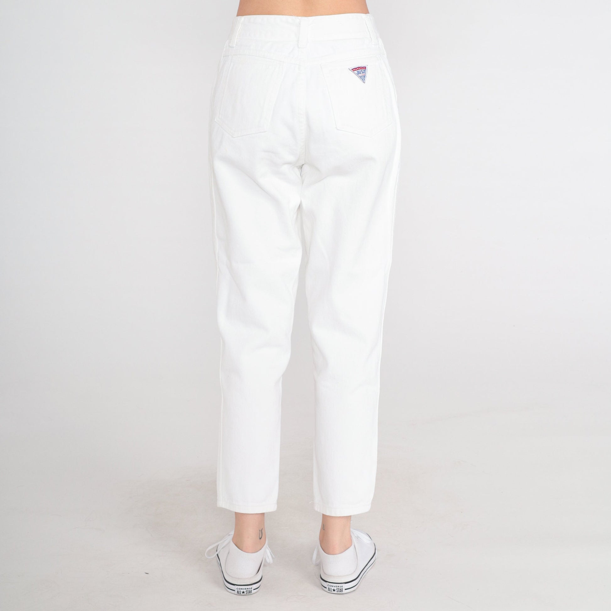90s White Tapered Mom Jeans High Rise Cotton Denim Small 28