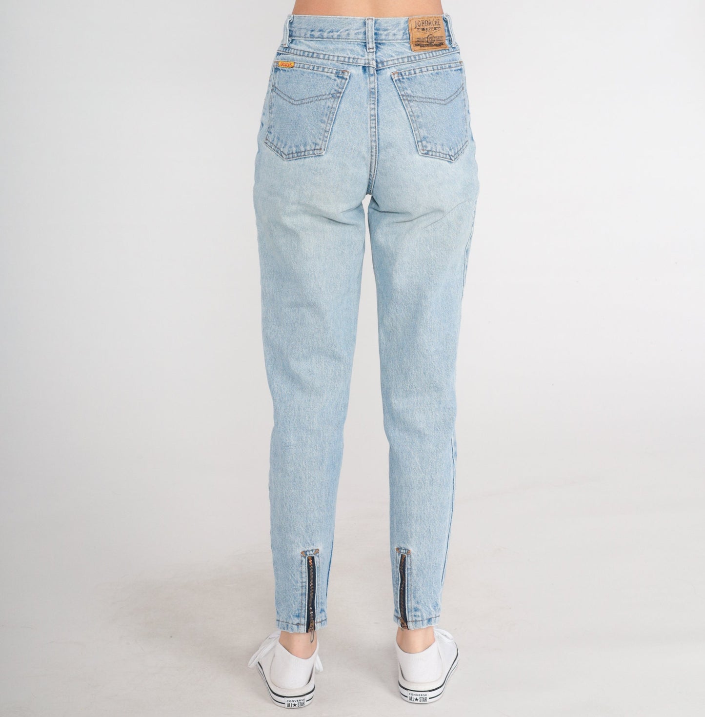 90s Jordache High-Waist Mom Jeans Ankle Zip Blue Denim Extra Small