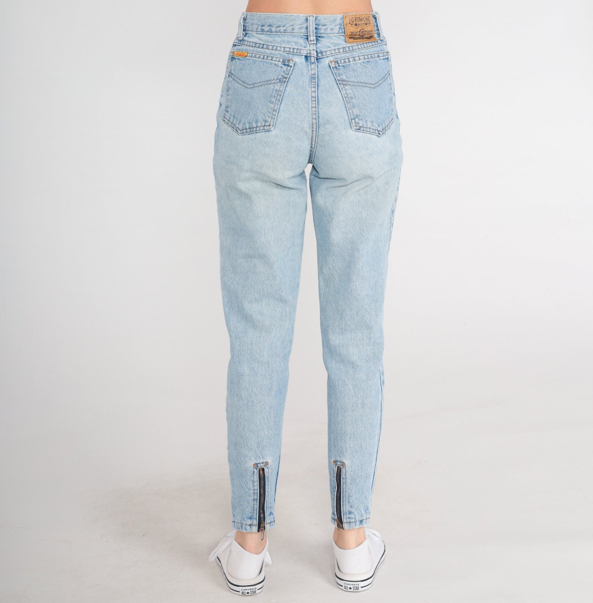 90s Jordache High-Waist Mom Jeans Ankle Zip Blue Denim Extra Small