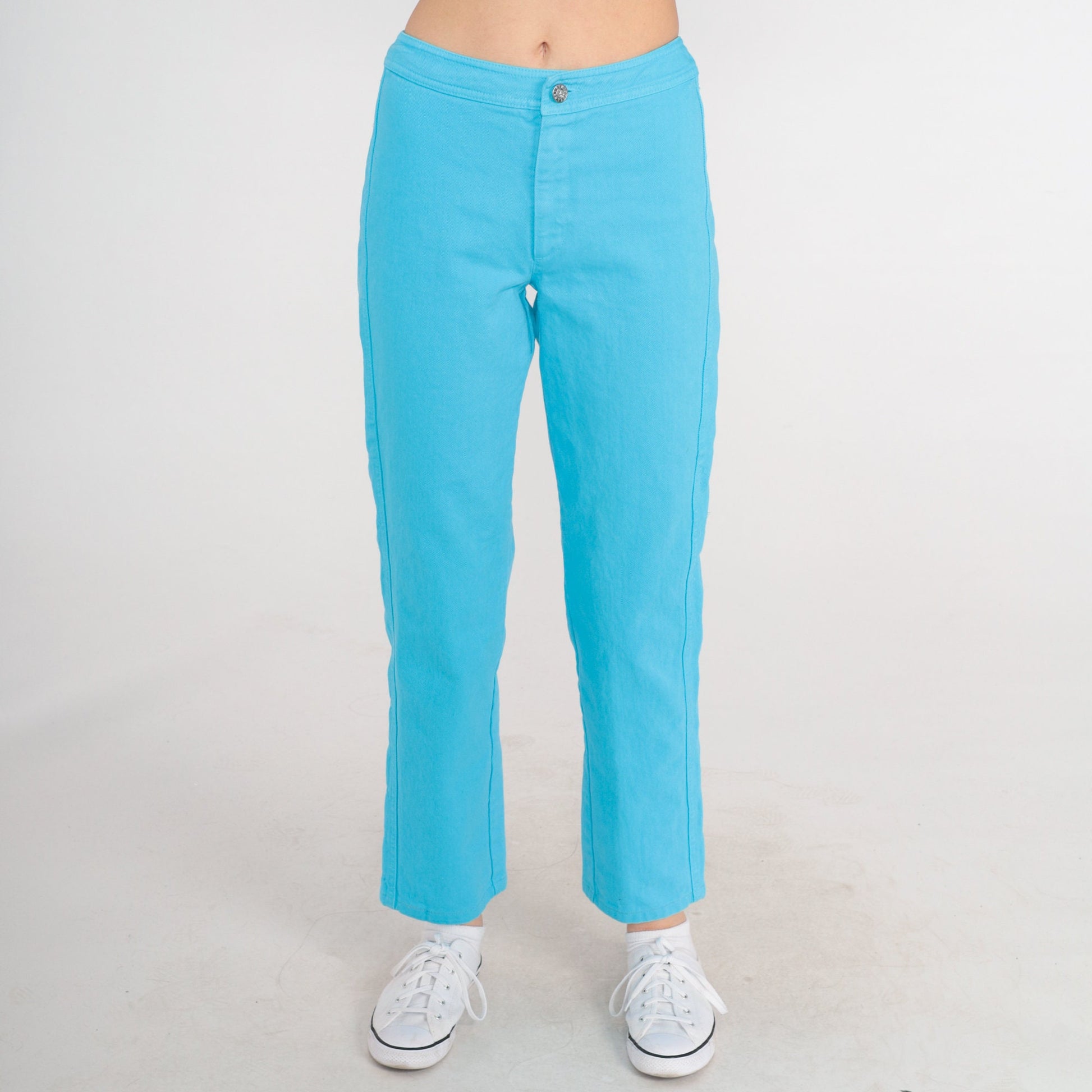 90s Kenzo Bright Blue Mid Rise Straight Leg Jeans Extra Small