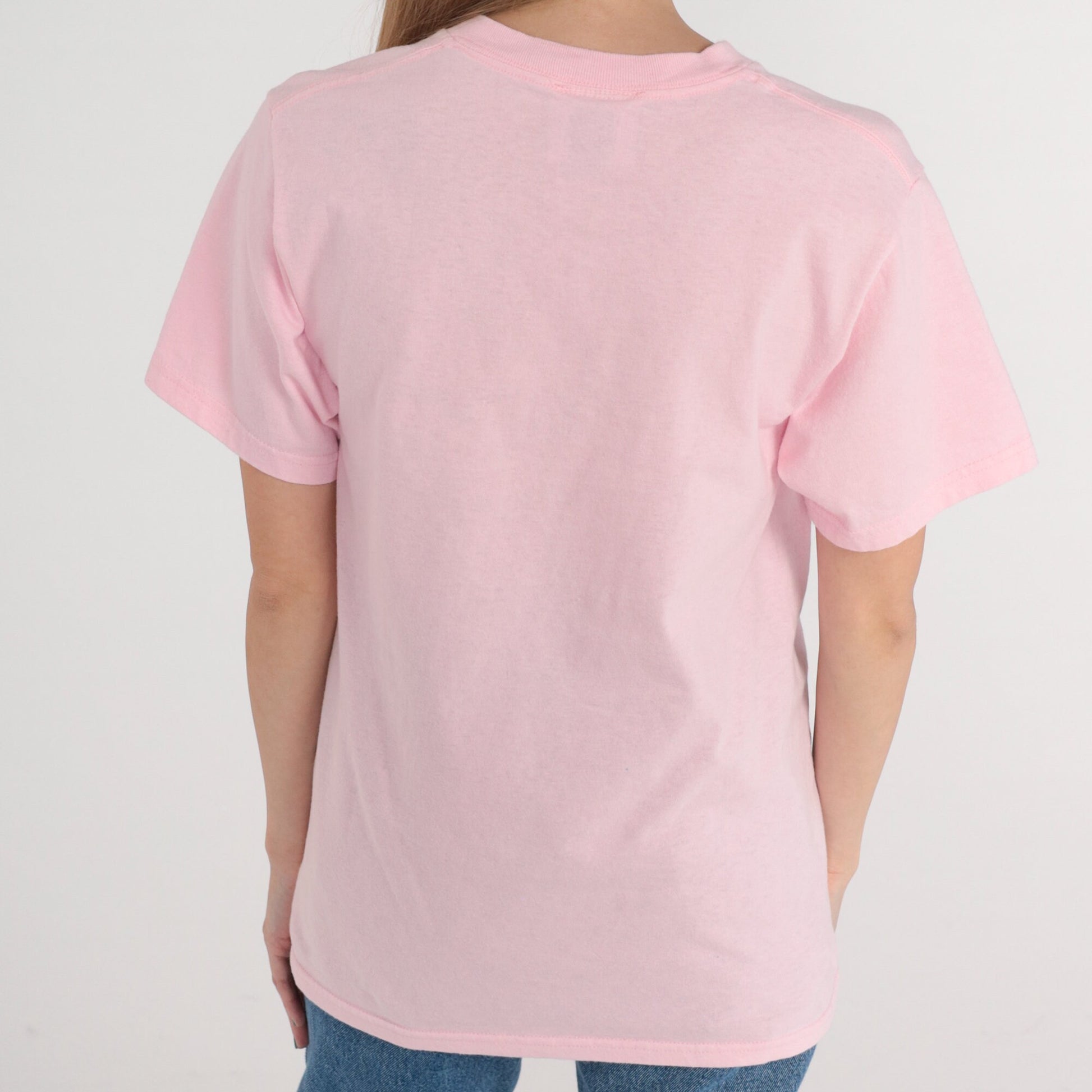 90s Pink Floral Butterfly T-Shirt Embroidered Rhinestone Cotton Small