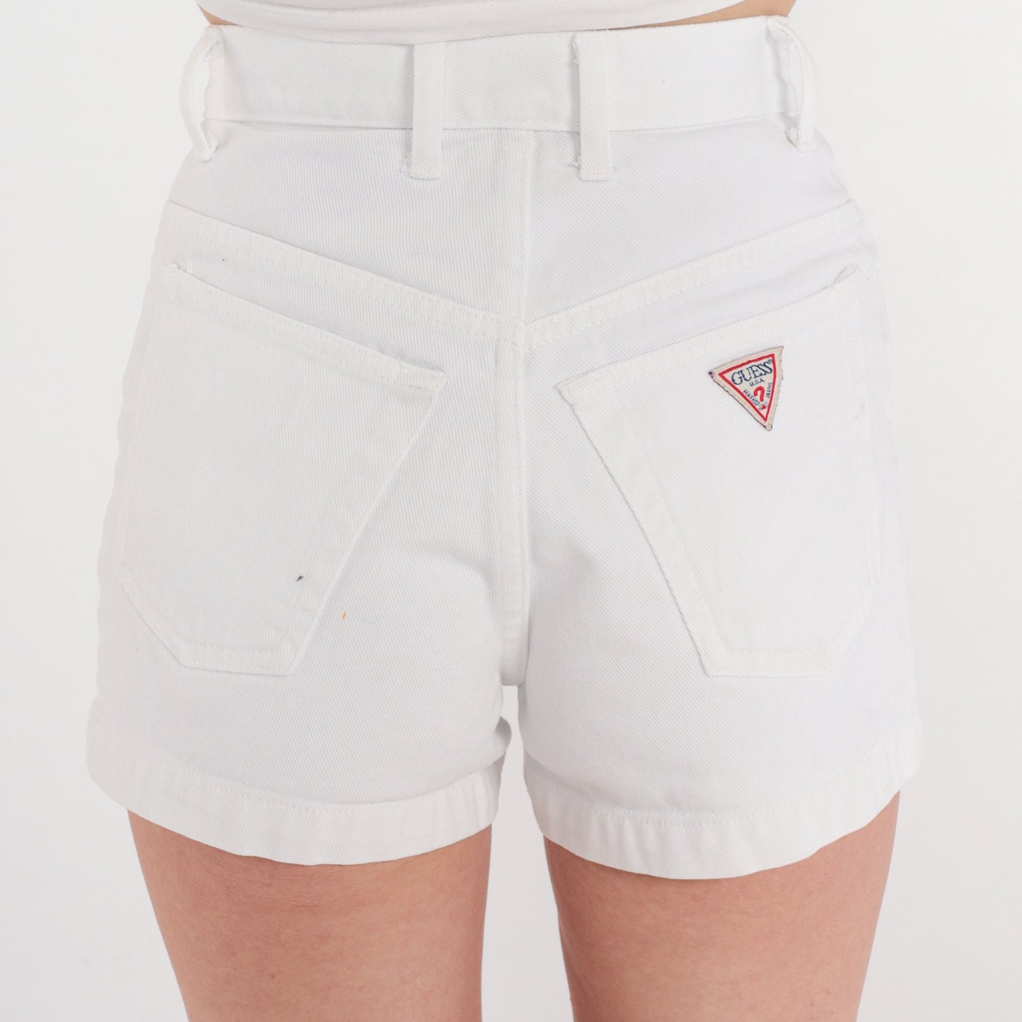 90s Guess White Denim Shorts High Waist Jean Shorts Extra Small XS