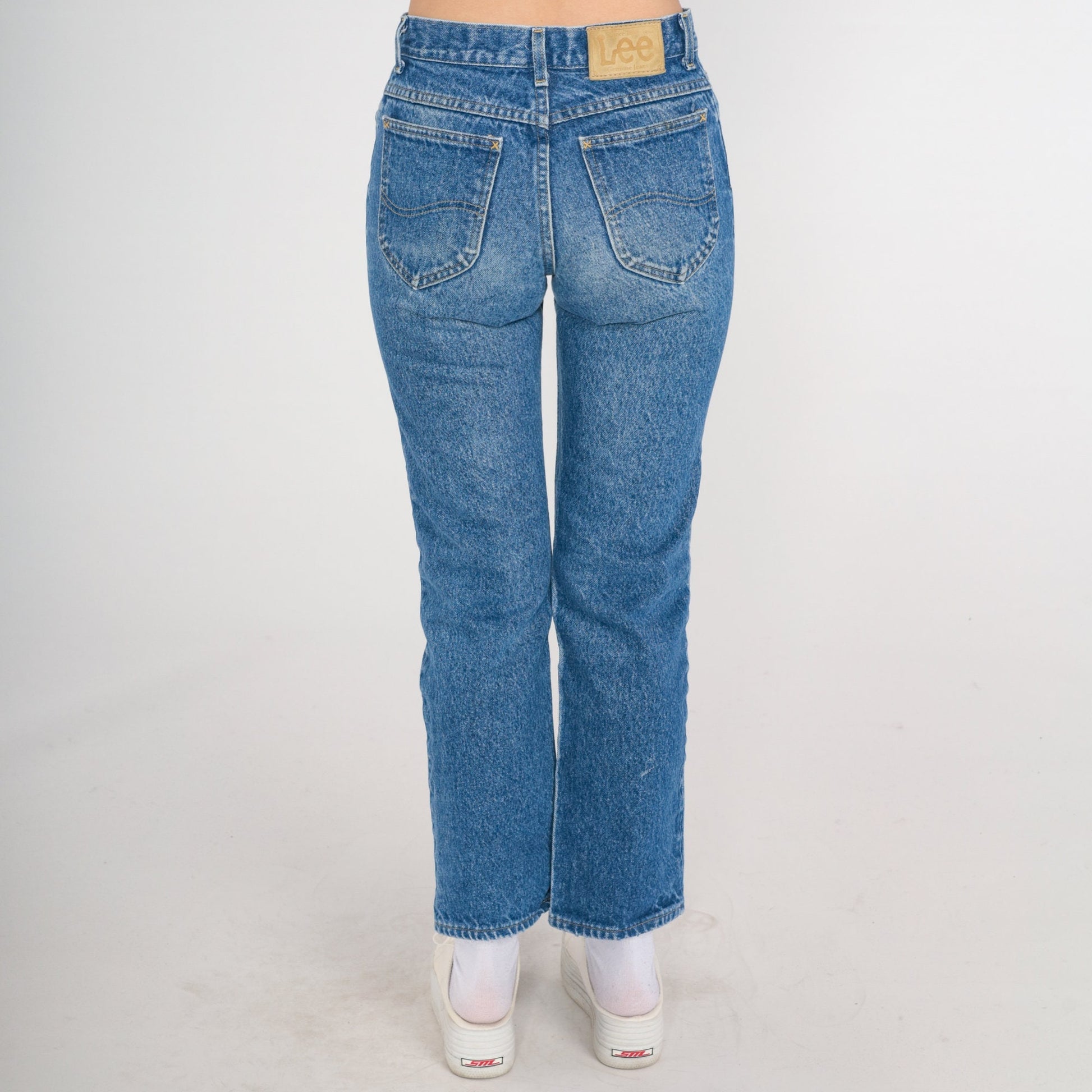90s Lee Mom Jeans Mid Rise Straight Leg Blue Denim Small