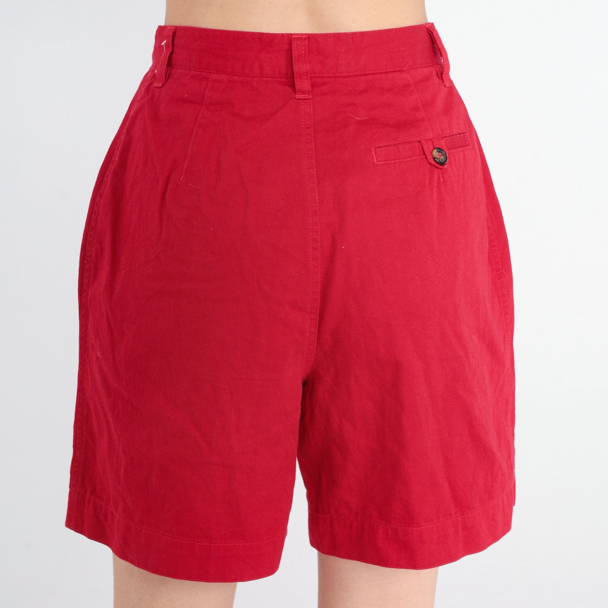 90s Casual Corner Red Pleated High-Waist Shorts Small S