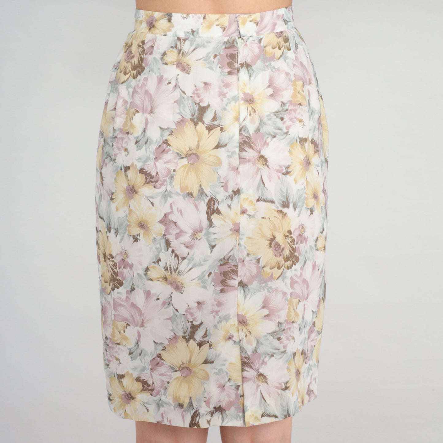 80s Floral Pencil Skirt High Waisted Knee Length Extra Small