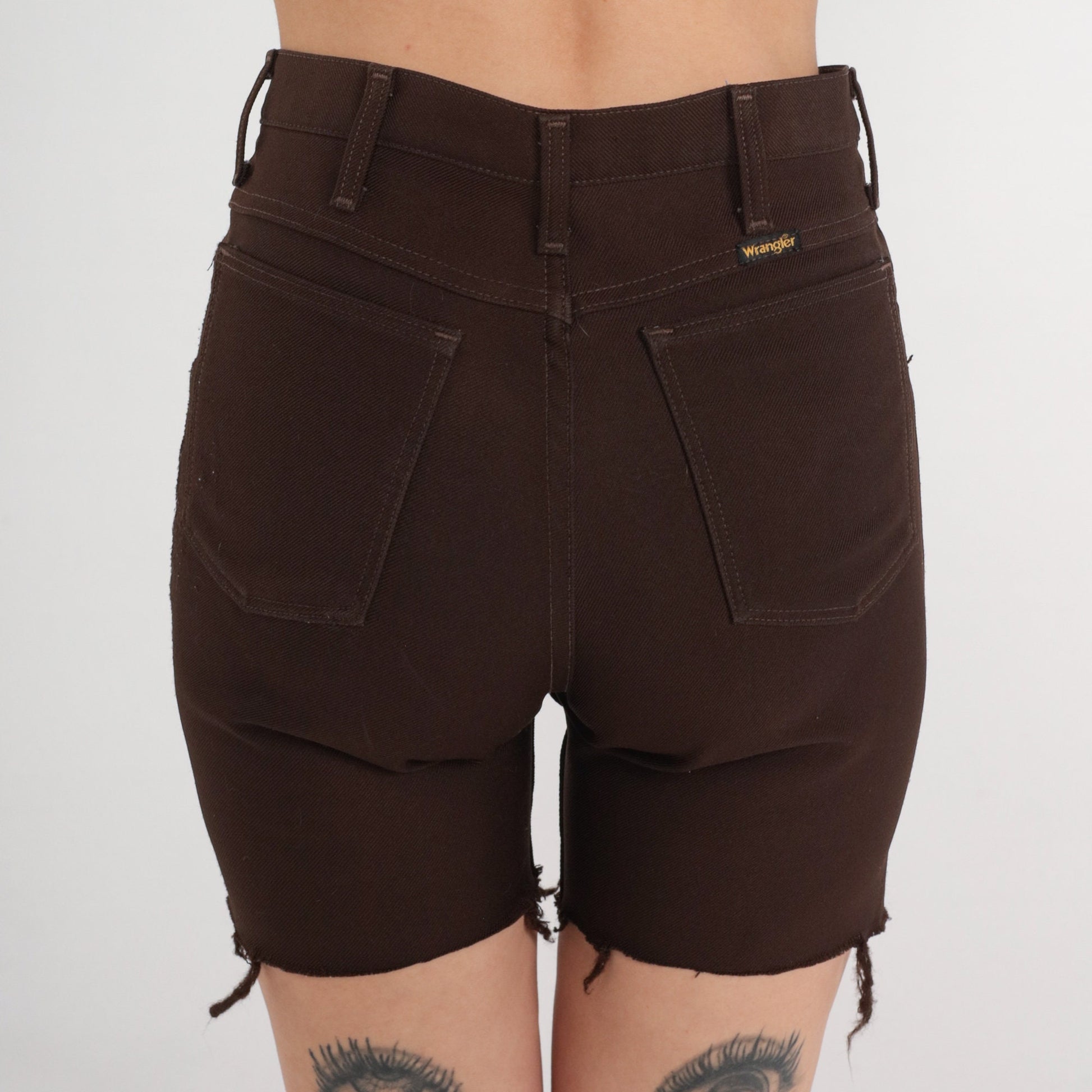 80s Wrangler Chocolate Brown High-Rise Cutoff Shorts Small