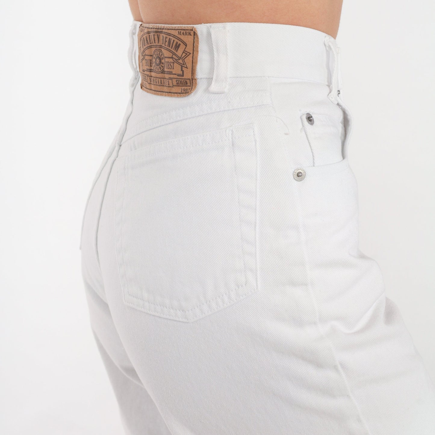 90s White Denim High-Waist Jean Shorts Cotton Extra Small XS