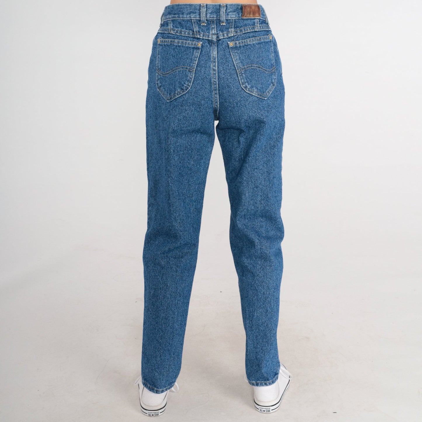 Lee Tapered High-Waist Jeans 90s Stone Wash Blue Denim Small 6