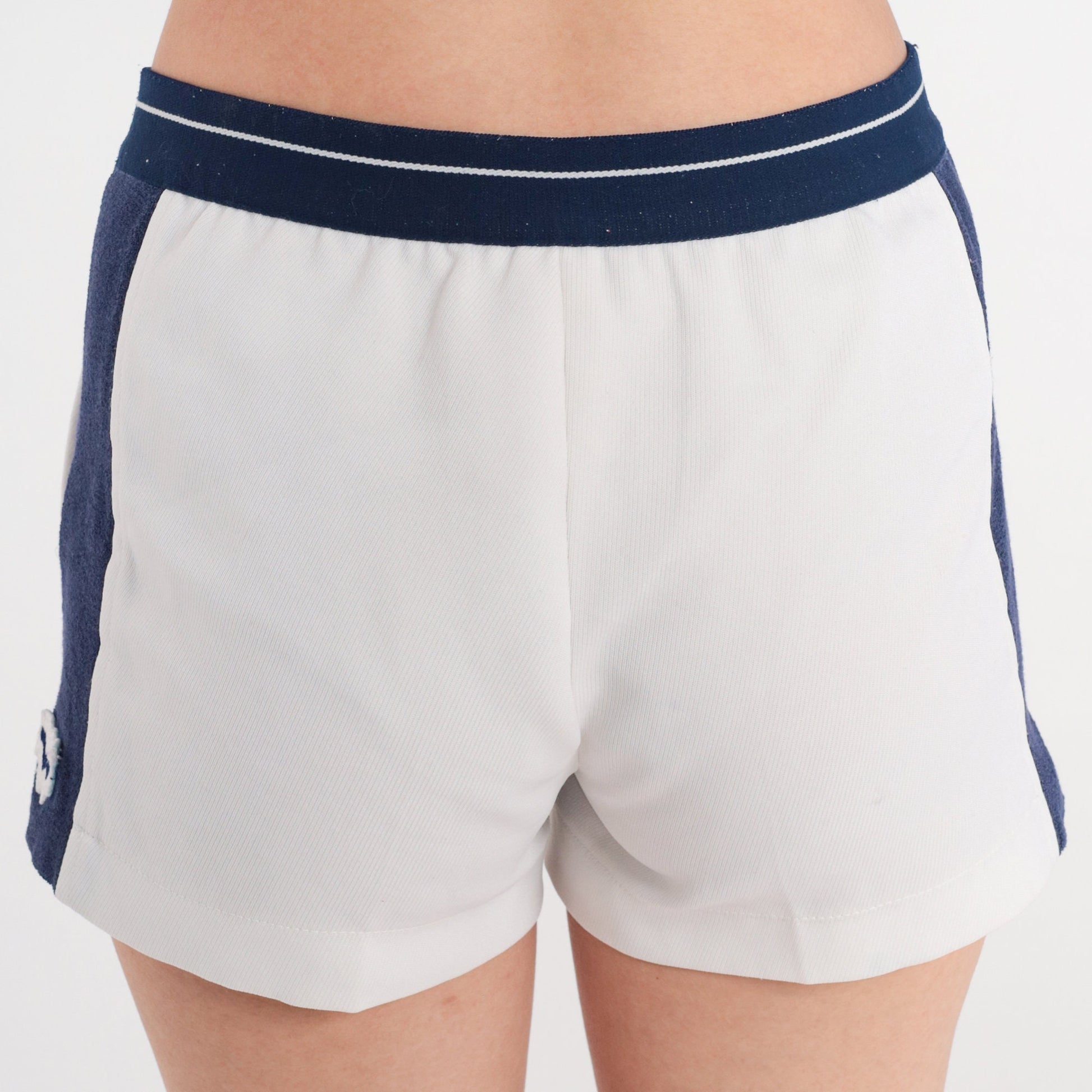 80s Bogner Tennis Shorts White Navy Striped Athletic Extra Small