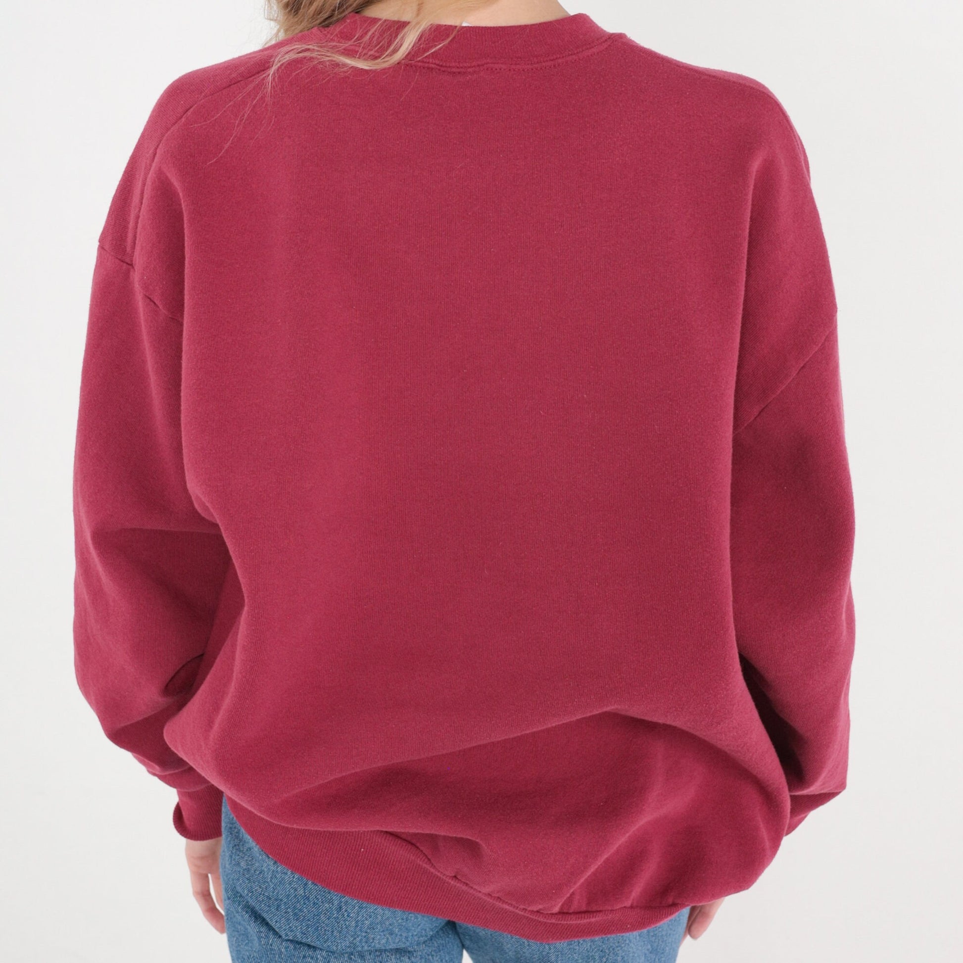 90s Jerzees Silent Night Christmas Sweatshirt Rhinestone Star Magenta XL