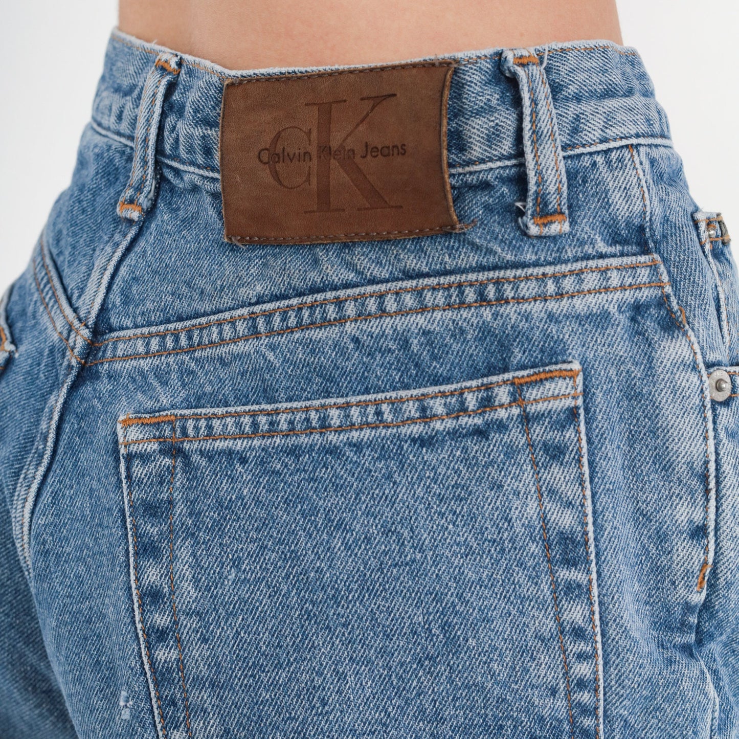 00s Calvin Klein Cut Off Denim Shorts Blue High Waisted Y2K Small