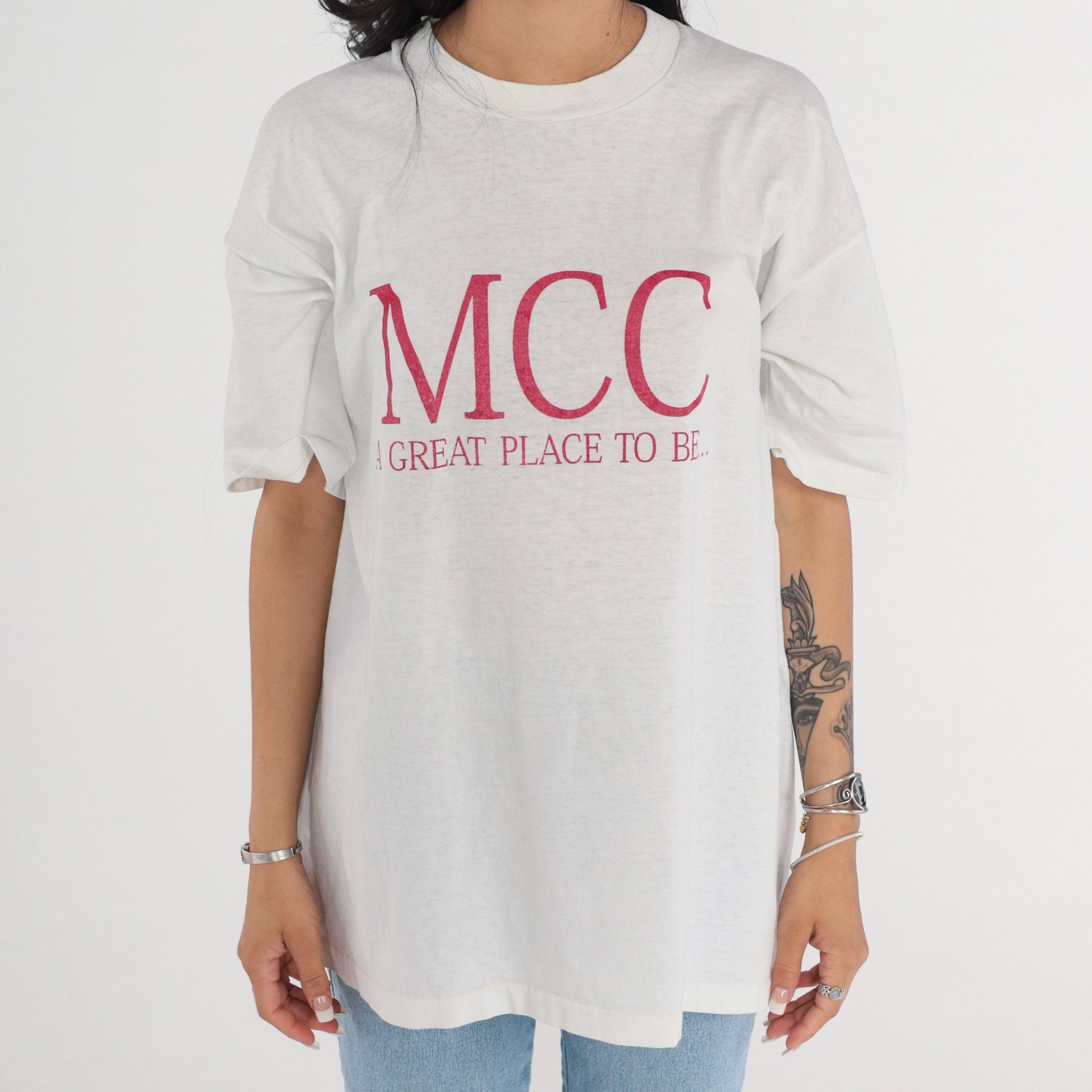 90s MCC A Great Place To Be Graphic T-Shirt White Single Stitch Extra Large