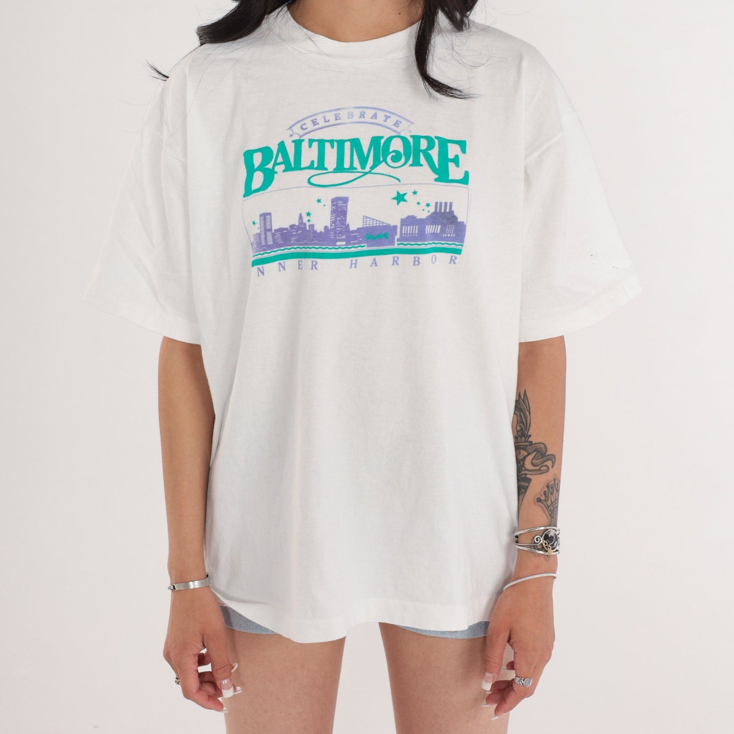 90s Celebrate Baltimore Inner Harbor Graphic T-Shirt White Single Stitch XL